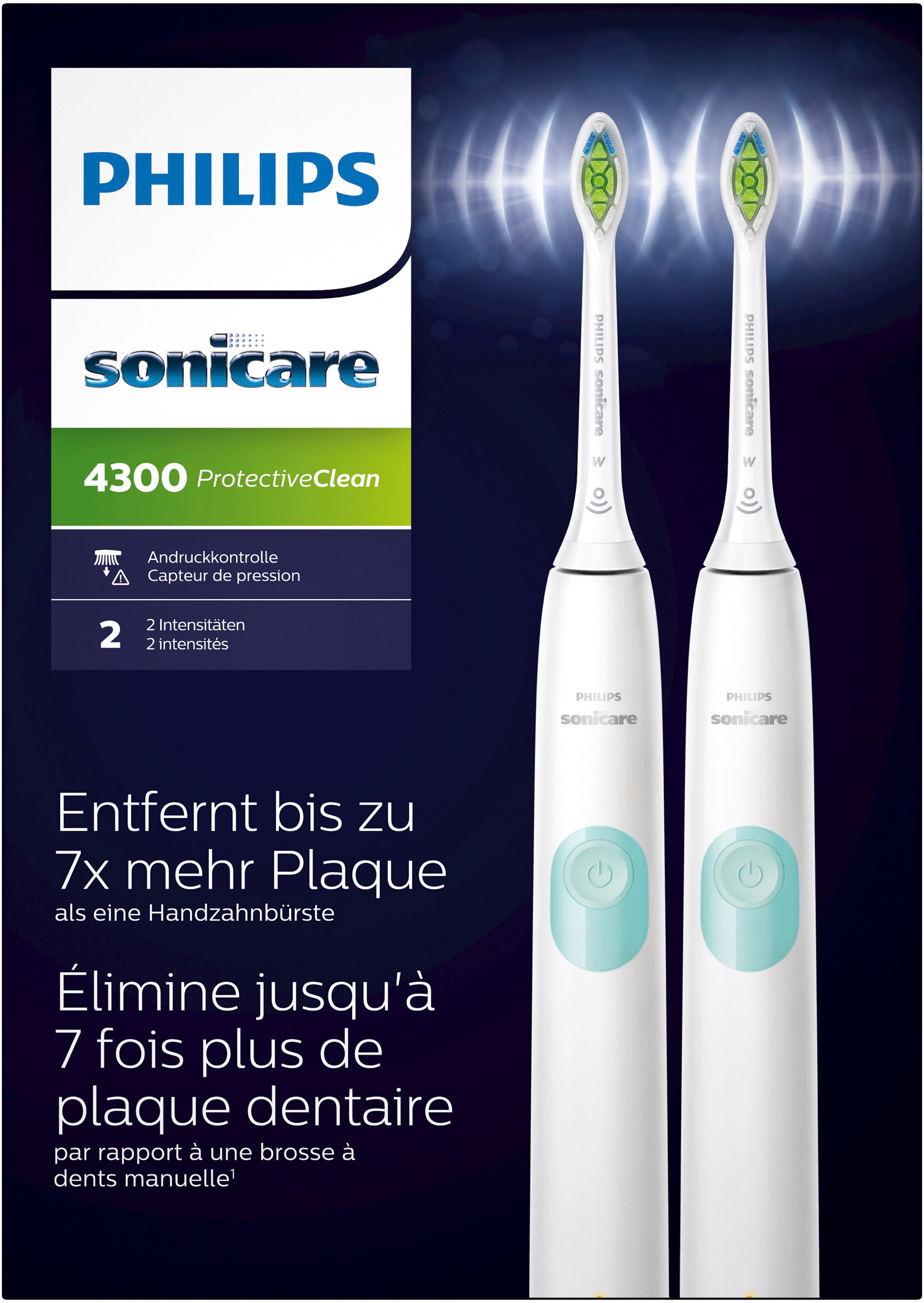 Philips Sonicare Elektrische Zahnbürste »HX6807/35«, Putzprogramm Aufsteckbürsten, Doppelpack, mit 4300, St. 3 ProtectiveClean Jahren Garantie 1 XXL 2
