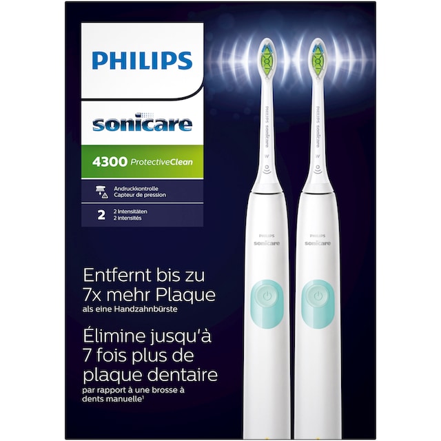 Philips Sonicare Elektrische Zahnbürste »HX6807/35«, 2 St. Aufsteckbürsten, ProtectiveClean  4300, Doppelpack, 1 Putzprogramm mit 3 Jahren XXL Garantie