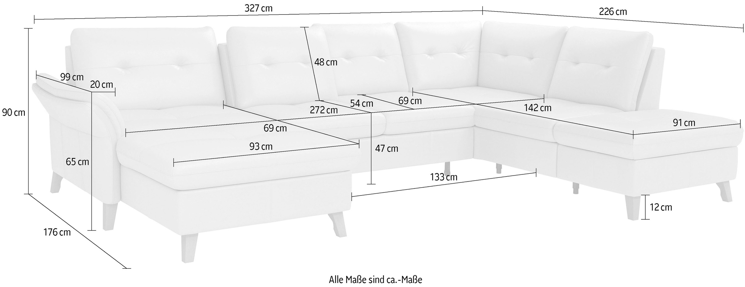 sit&more Wohnlandschaft »Göteborg«, inkl. Sitztiefenverstellung, wahlweise mit Bettfunktion & Bettkasten