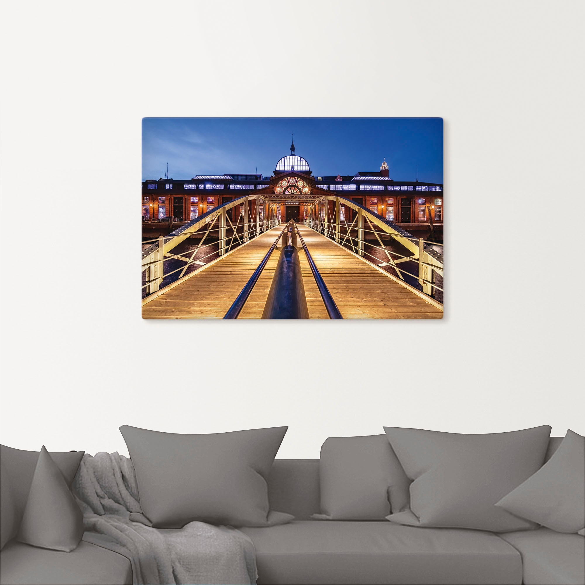 Artland Leinwandbild »Fischmarkt Hamburg« Hamburg 1 Stk. tlg. auf Holzrahmen gespannt