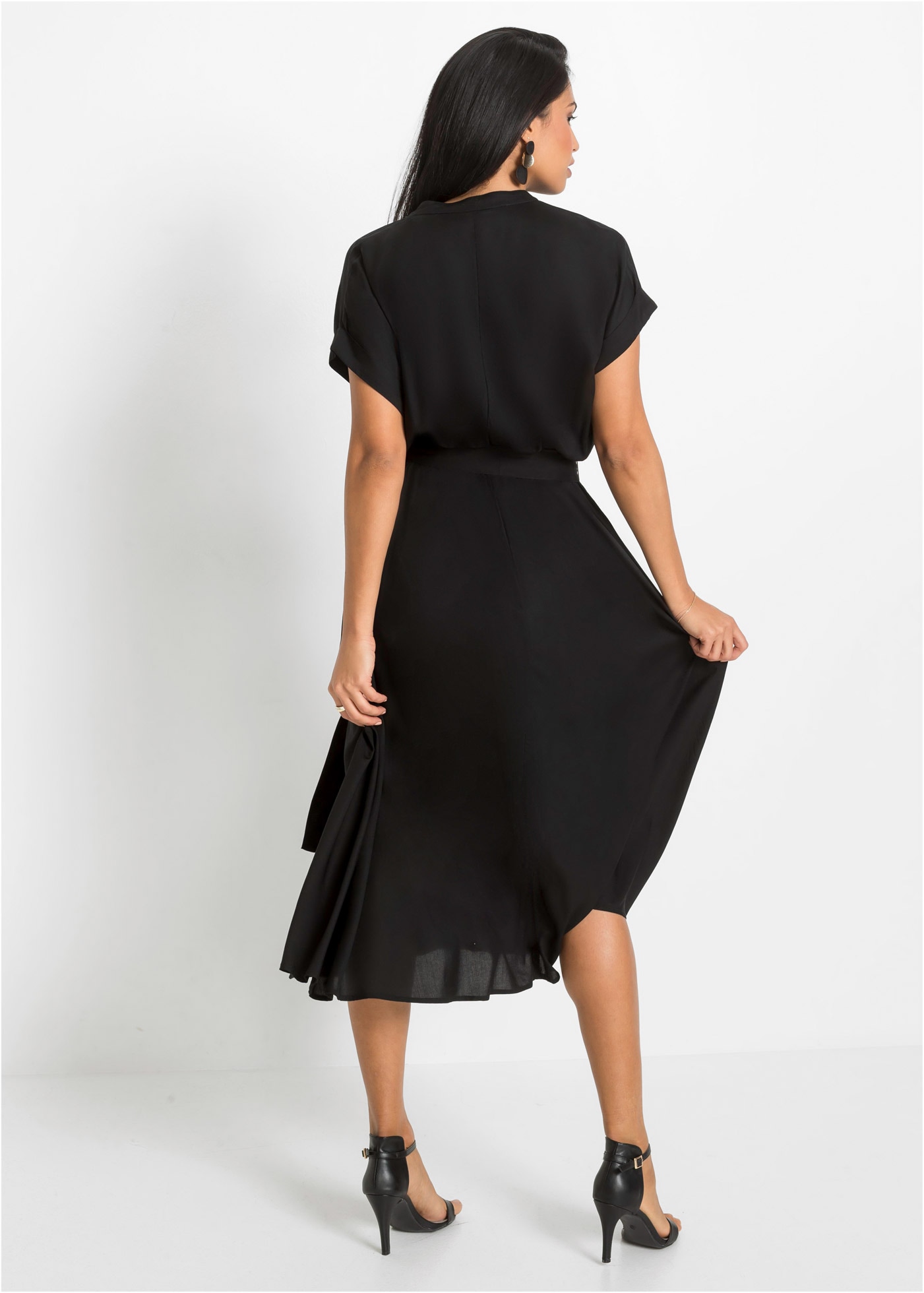 bonprix Hemdblusenkleid für stilvollen Auftritt, aus Viskose, ausgestellte Passform