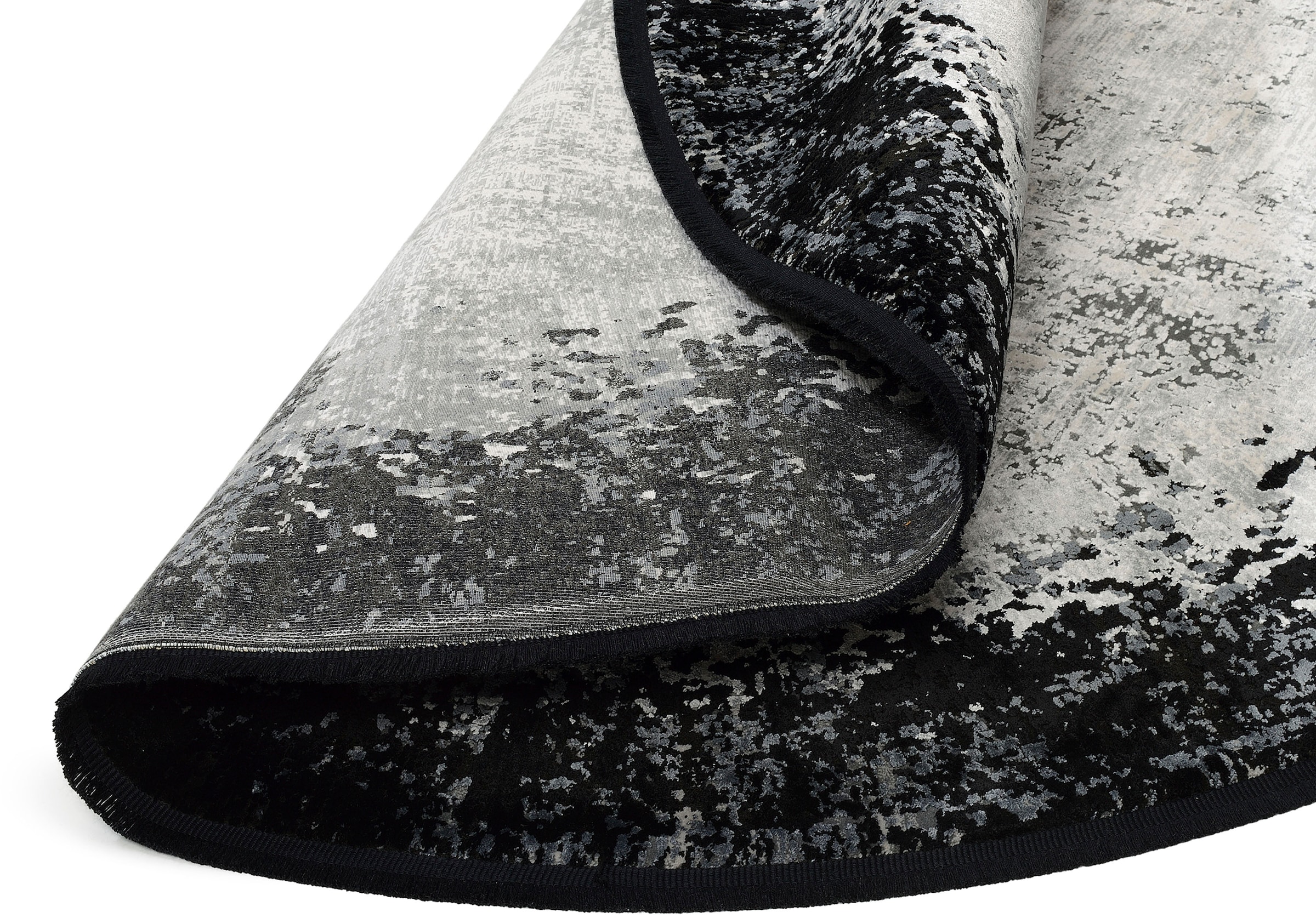 WK WOHNEN Teppich »BORDER« rund 8 mm Höhe hochwertiger Viskoseanteil, samtweiche Oberfläche mit 3 D Effekt