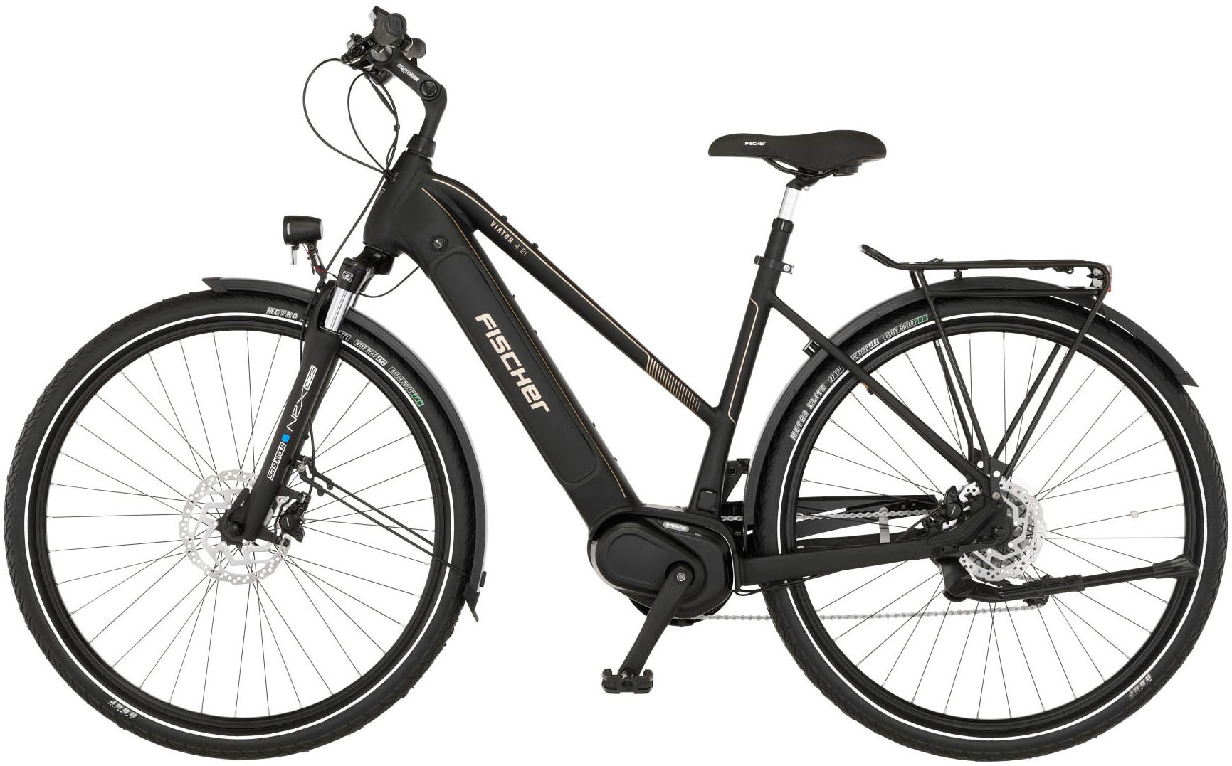 FISCHER Fahrrad E-Bike »VIATOR 4.2i«, 9 Gang, Shimano, Acera, Mittelmotor 250 W, (mit Faltschloss), Pedelec, Elektrofahrrad für Damen u. Herren