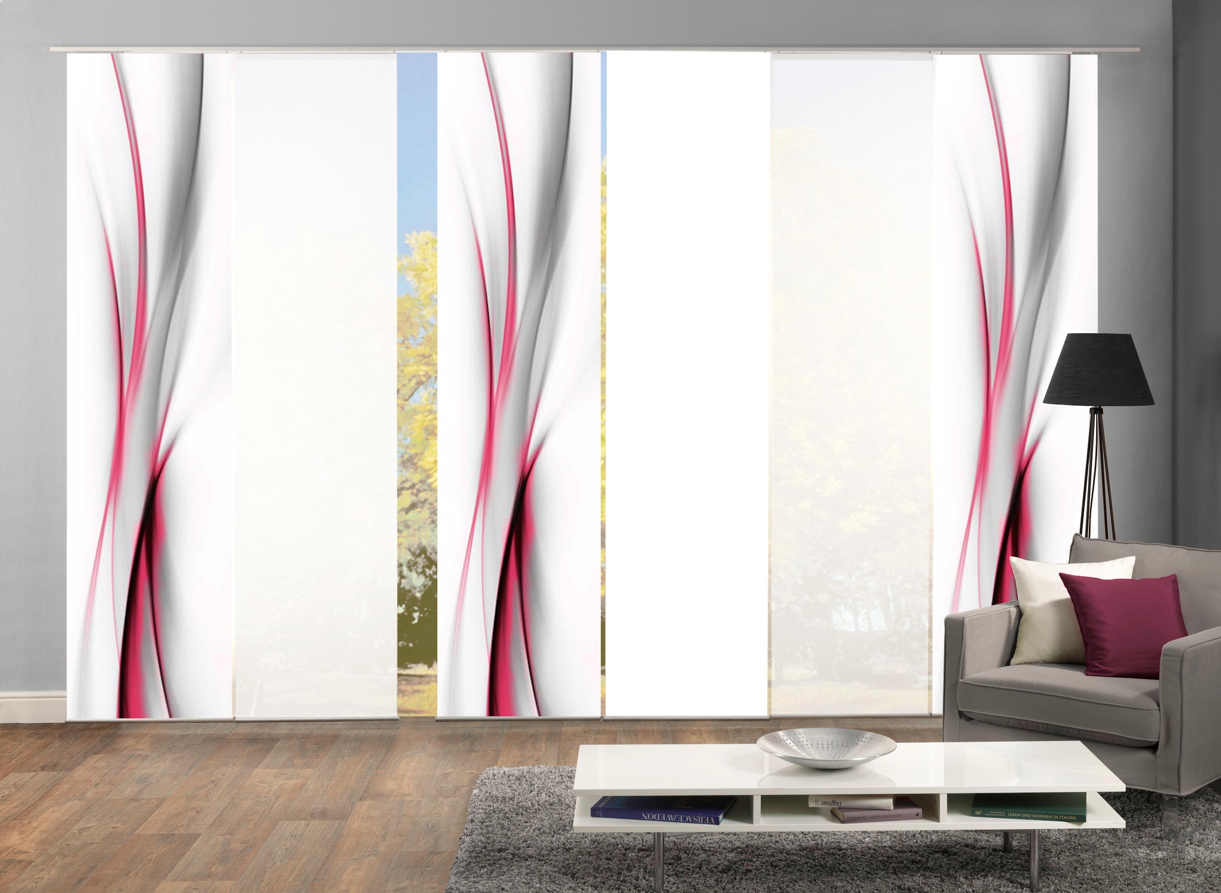 HOME WOHNIDEEN Schiebegardine »UFA« Klettband 6 Stk. tlg. HxB: 245x60, inkl. Befestigungszubehör