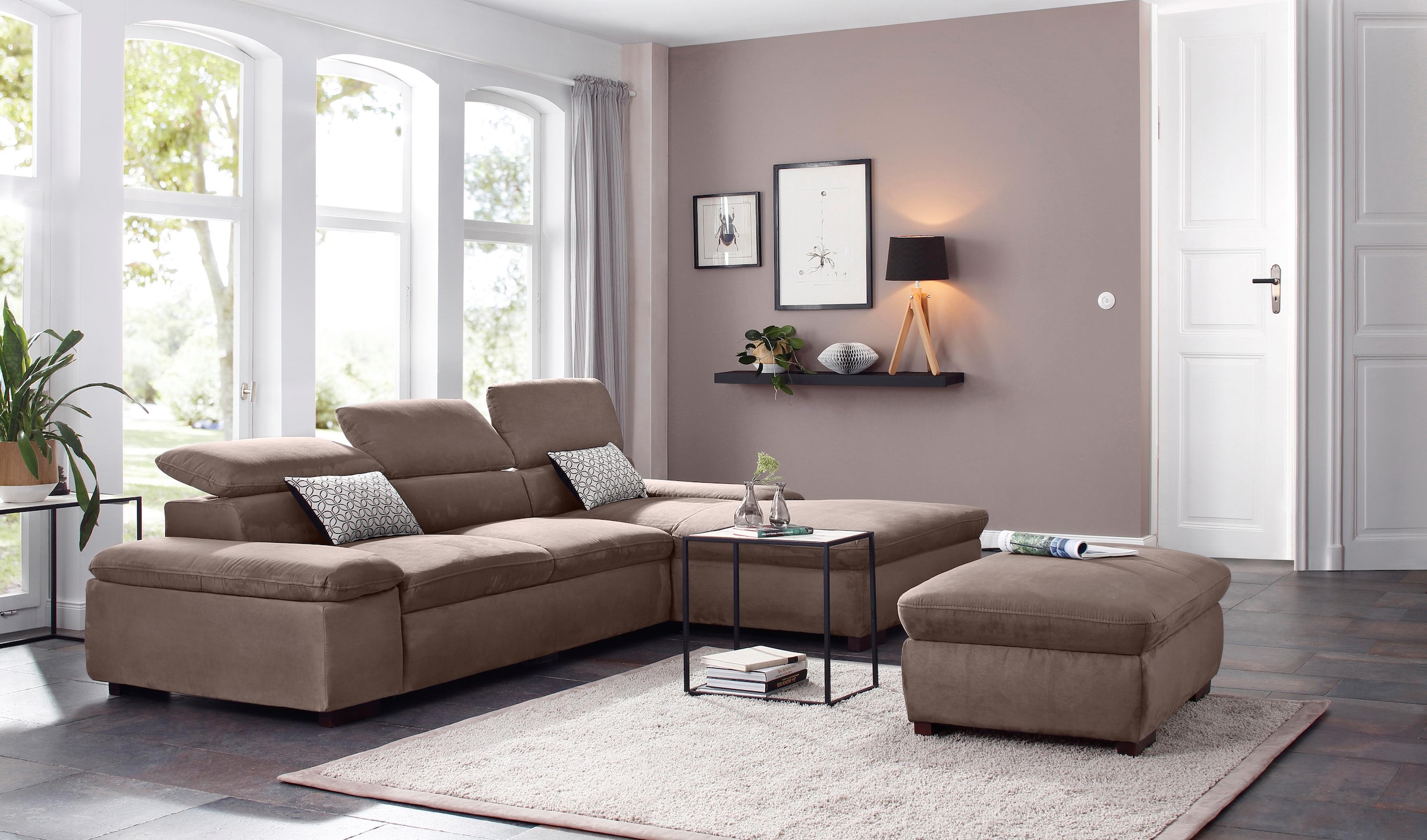 Home affaire Ecksofa »Alberto L-Form«, mit Kopfteilverstellung, wahlweise mit Bettfunktion
