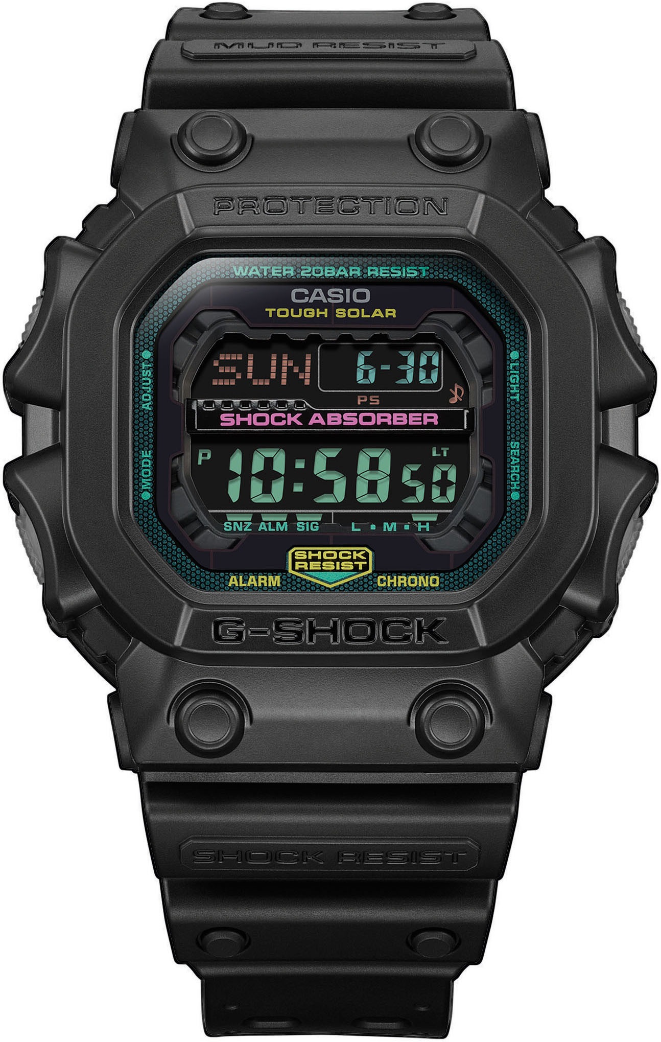 CASIO G-SHOCK Chronograph, Armbanduhr, Solar, Herrenuhr, digital,bis 20bar wasserd.Resinarmband