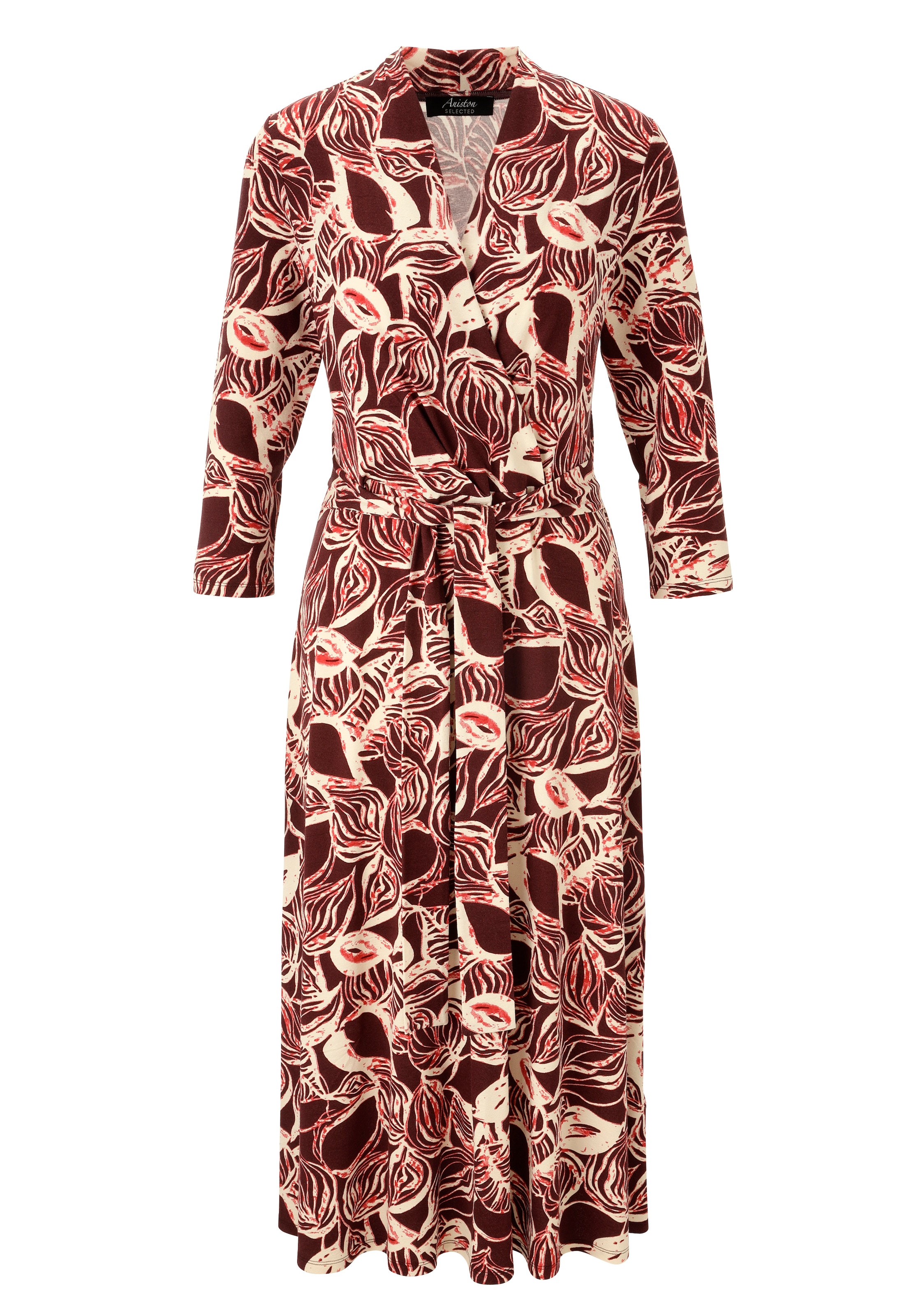Aniston SELECTED Jerseykleid, mit V-Ausschnitt in Wickeloptik und Bindedetail - NEUE KOLLEKTION