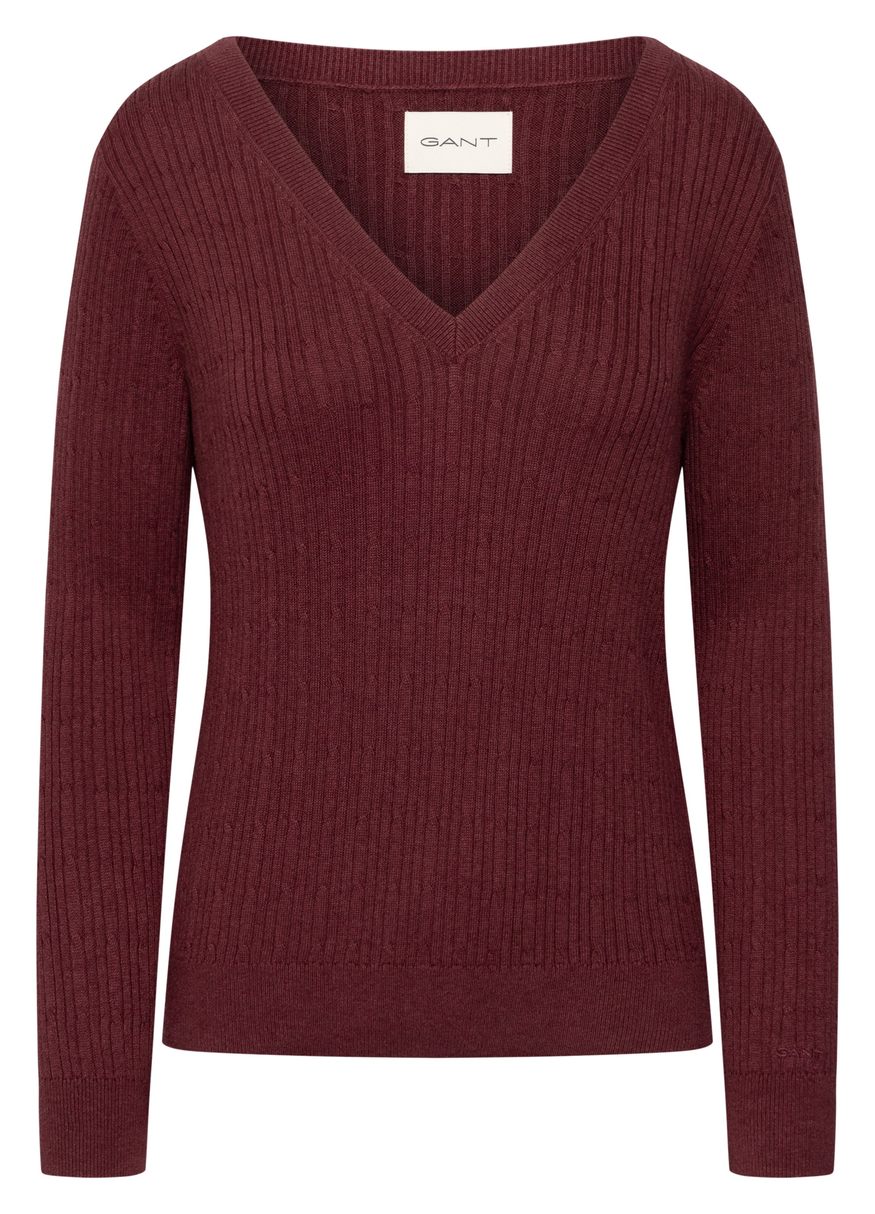 Gant V-Ausschnitt-Pullover »MINI CABLE V-NECK« mit Kaschmiranteil