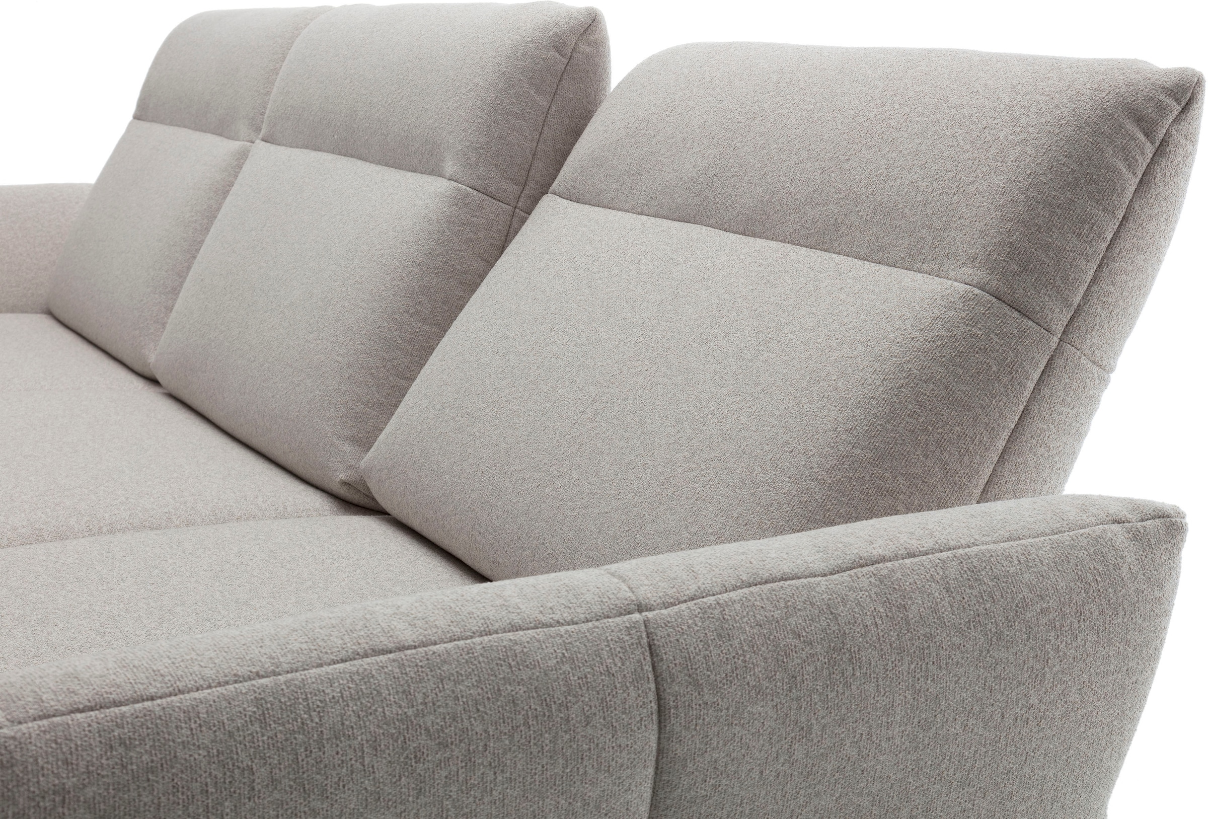 Creation BY ROLF BENZ Ecksofa »CR.460« Sockel in Nussbaum, Winkelfüße in Umbragrau, Breite 298 cm