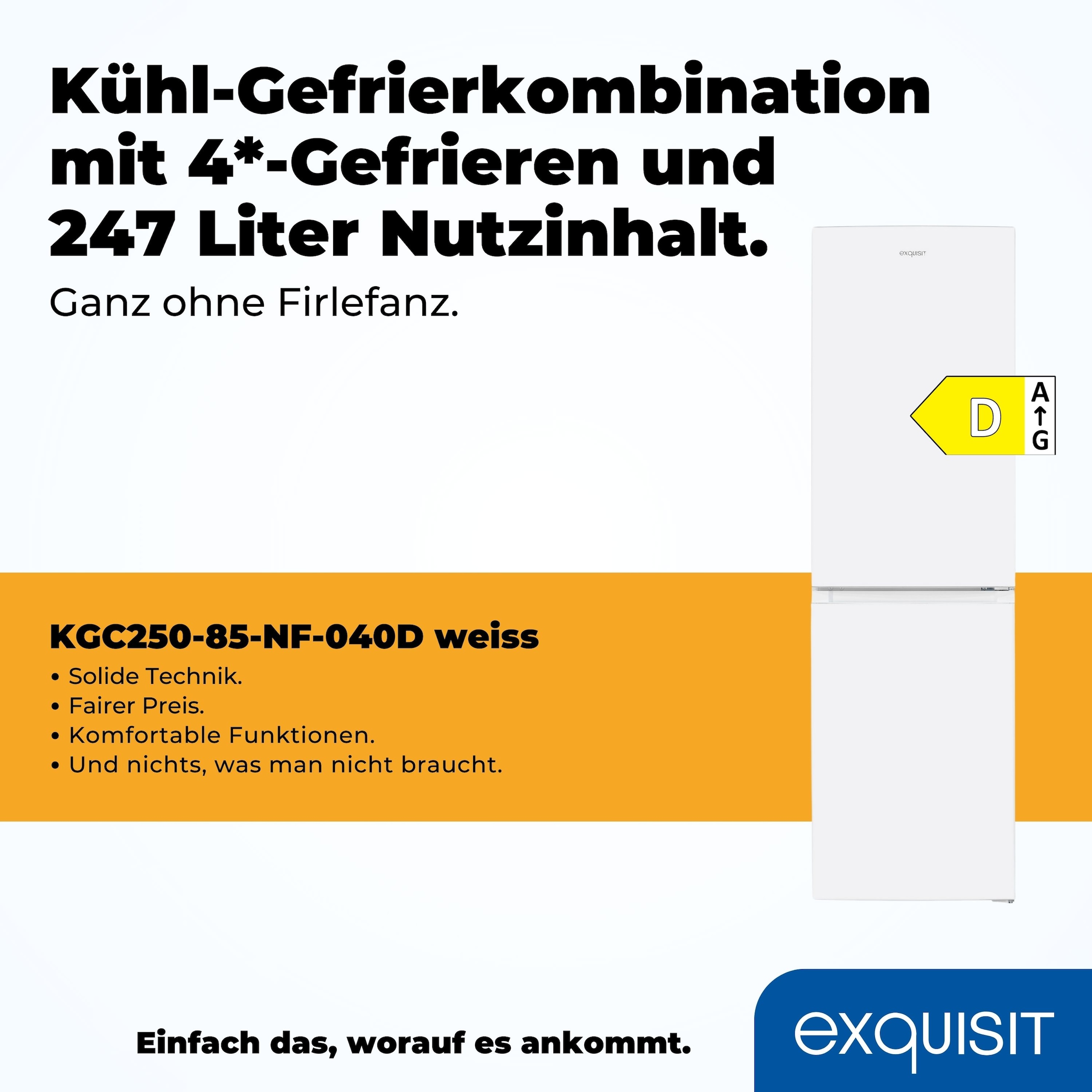 exquisit Kühl-/Gefrierkombination »KGC250-85--040D weiss« 180,5 cm hoch 54,5 cm breit
