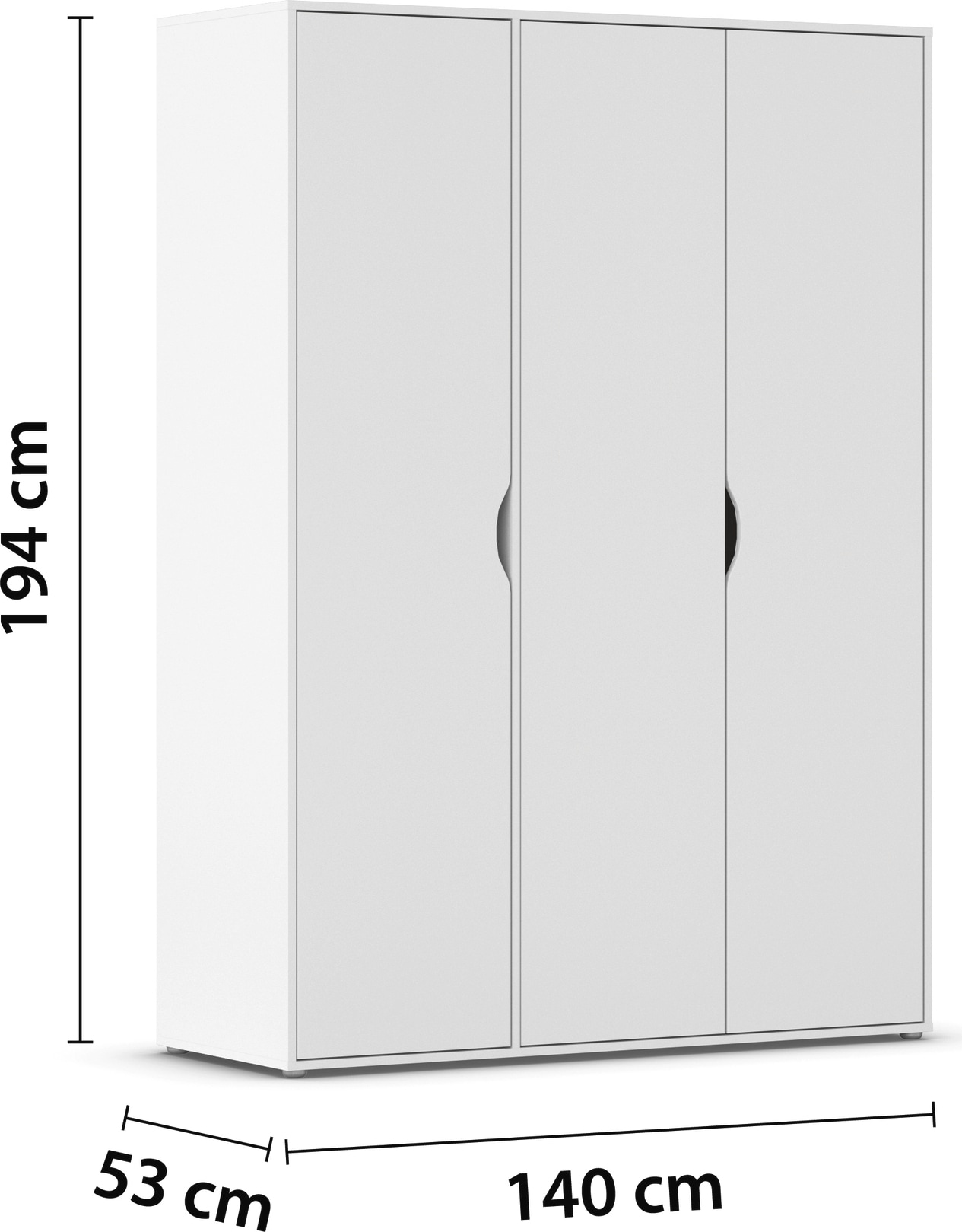rauch Drehtürenschrank »Kleiderschrank Schrank Garderobe Wäscheschrank NARAI viel Stauraum« in 3 verschiedenen Ausstattungen BASIC/CLASSIC/PREMIUM,  Griffausfräsungen für eine grifflose Optik TOPSELLER MADE IN GERMANY