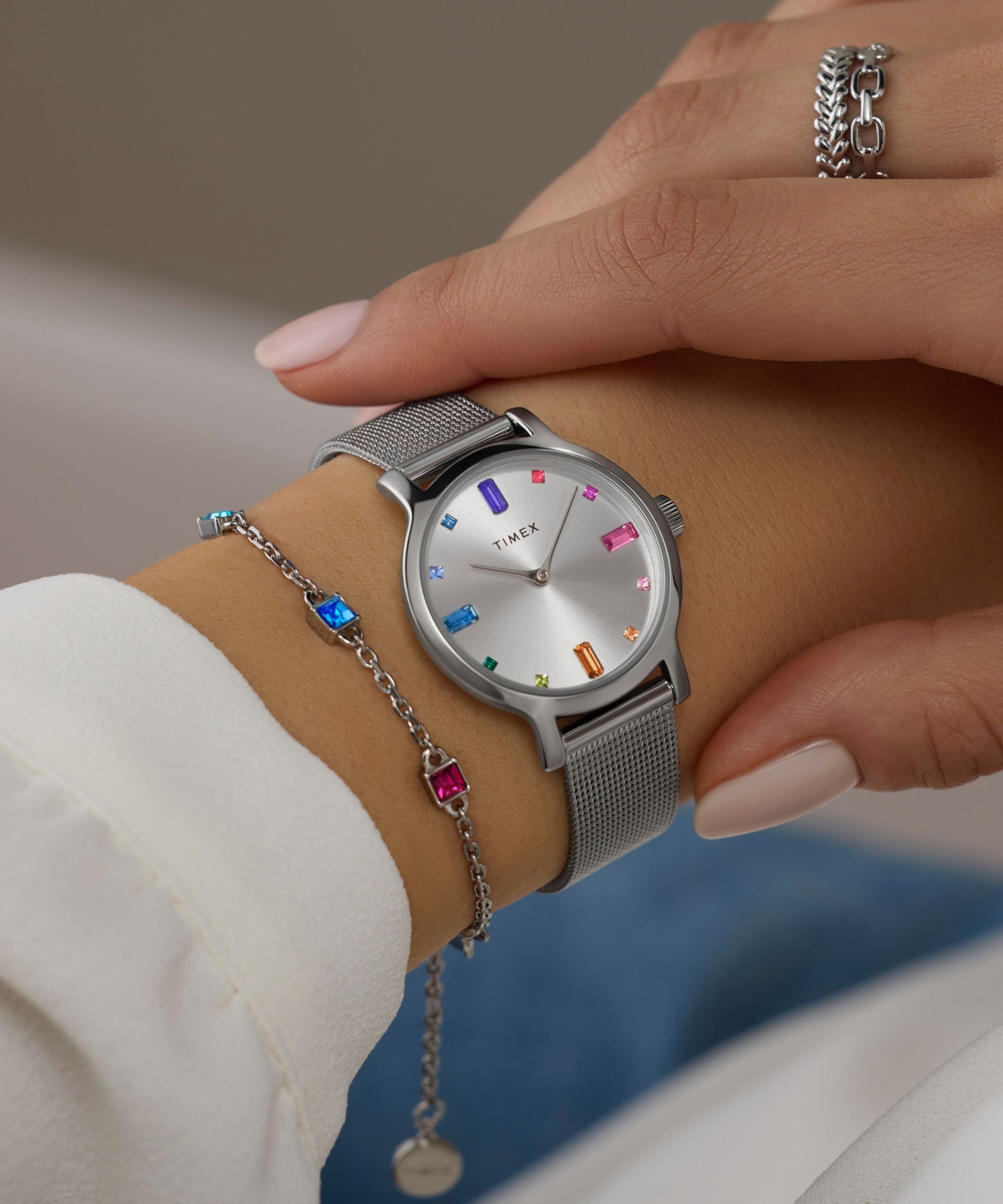 Timex Quarzuhr »TRANSCEND« Armbanduhr, Damenuhr, Edelstahlarmband, Geschenkidee, analog