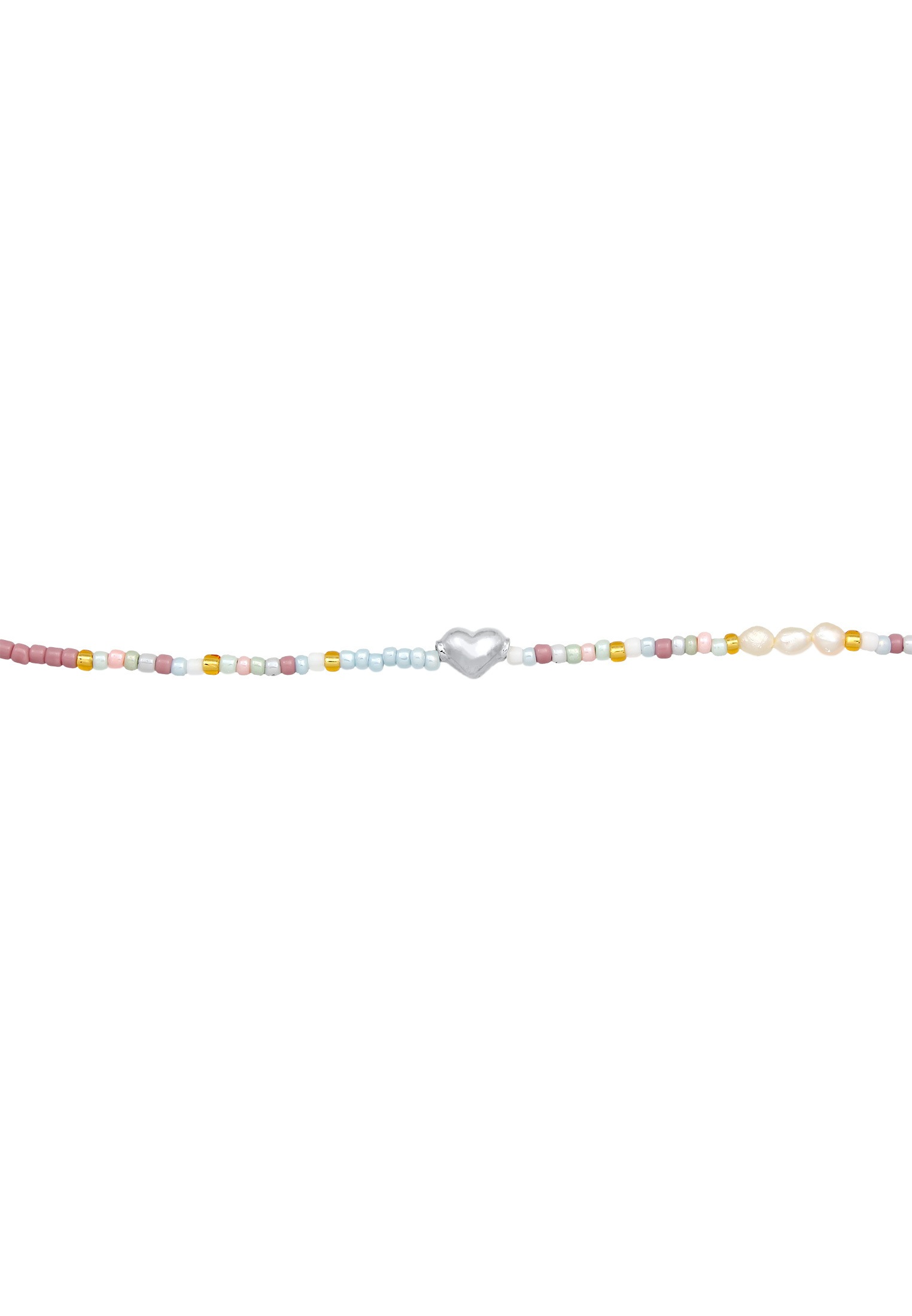 Elli Silberkette »Halskette Choker Herz Glas Beads Sommer Style 925 Silber«