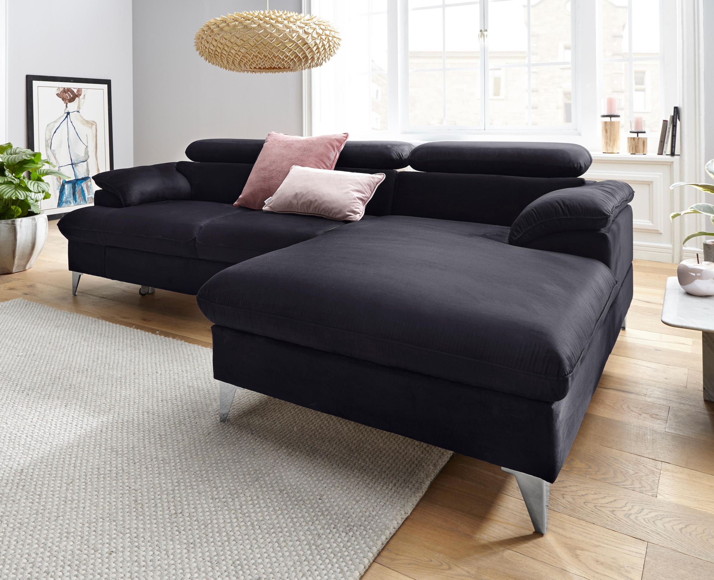 COTTA Ecksofa »Caluso L-Form«, inklusive Kopfteilverstellung, wahlweise mit Bettfunktion