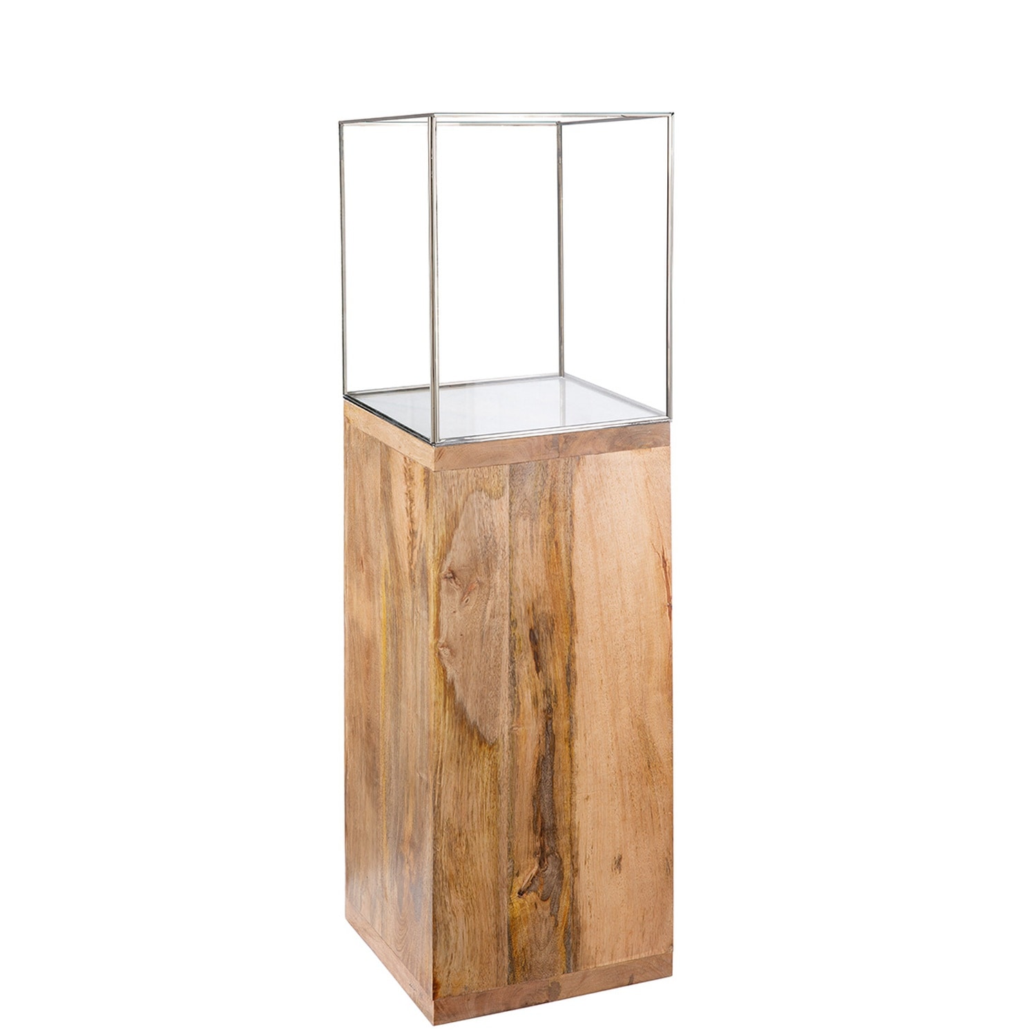 GILDE Bodenwindlicht »Windlicht, Kerzenhalter Säule, 91.26x26cm, Geschenkidee« aus massivem, geöltem Mangoholz, inklusive Glasaufsatz