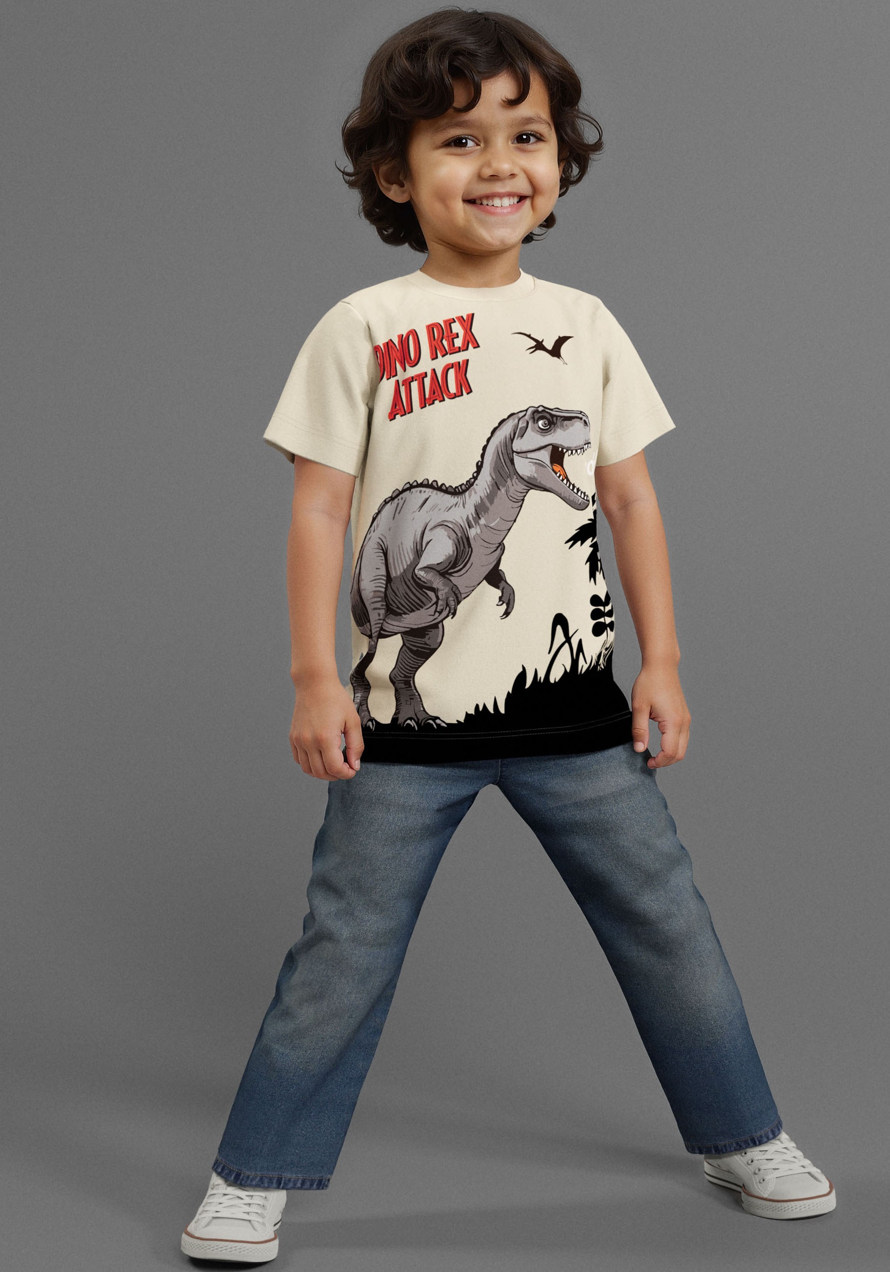 KIDSWORLD T-Shirt »Druck: DINO REX ATTACK« , mit großem Saum-Druck