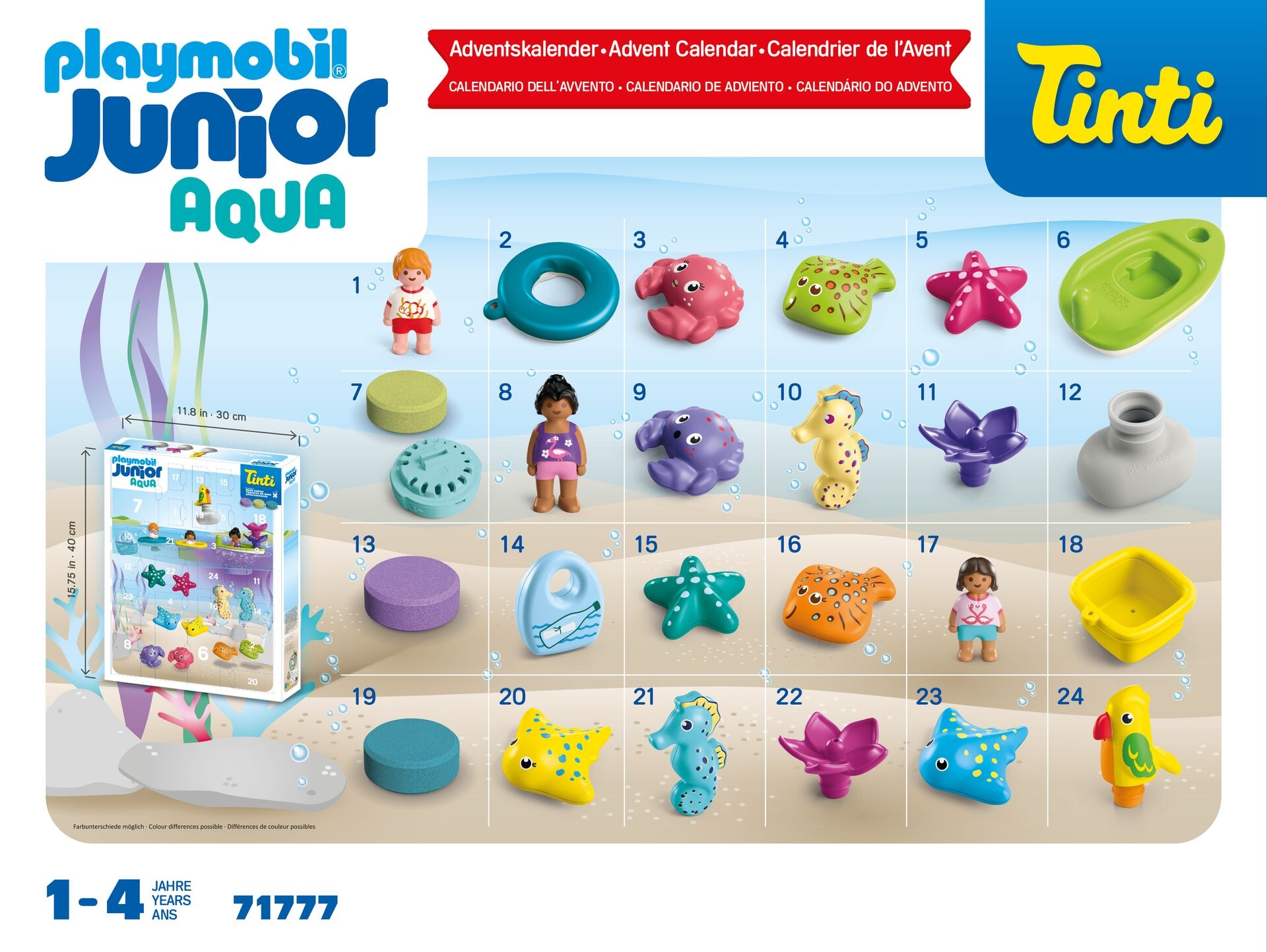 Playmobil® Spielzeug-Adventskalender »JUNIOR & Tinti: Bunter Badespaß Adventskalender (71777), Junior Aqua« ab 12 Monaten Made in Germany