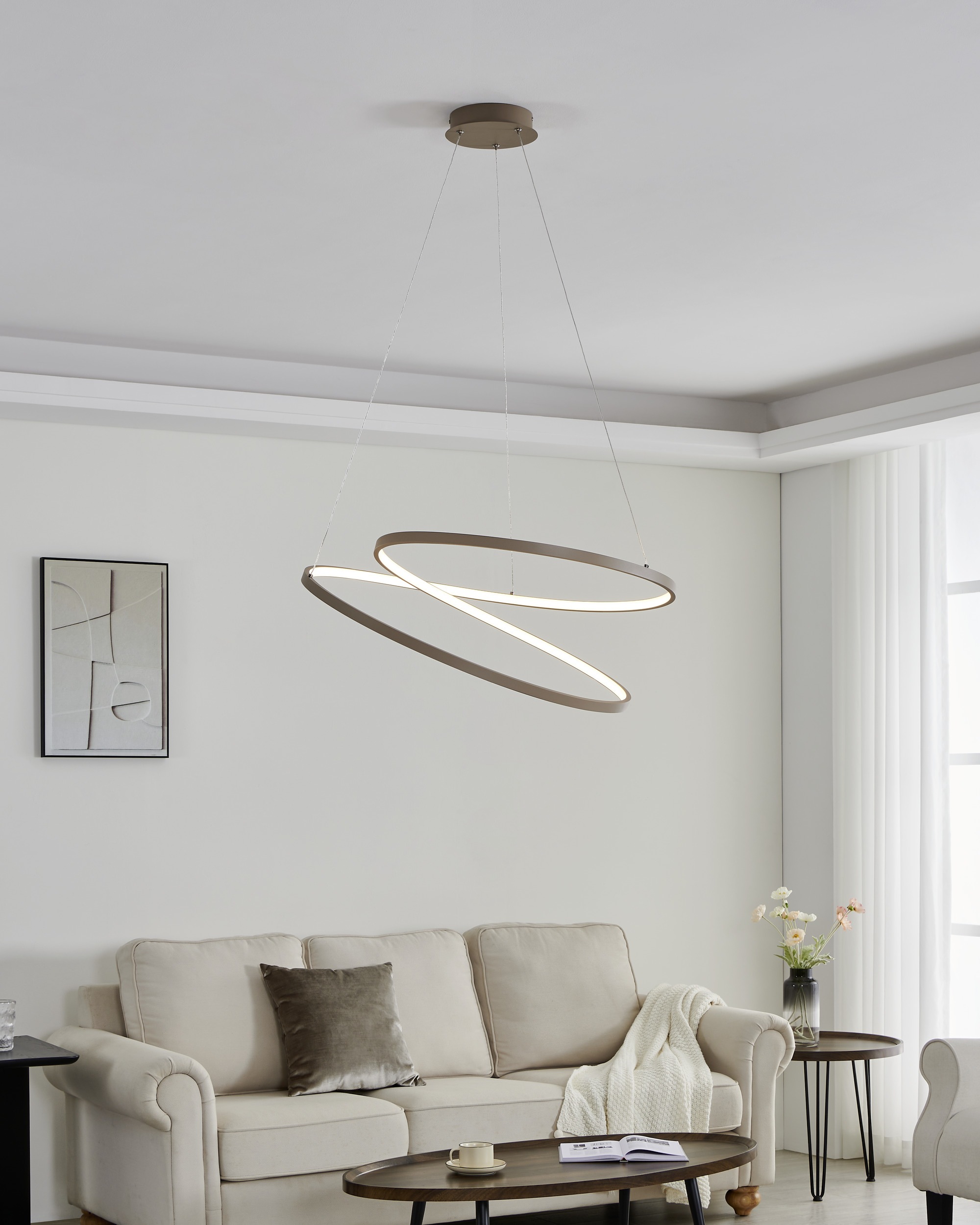 EGLO Hängeleuchte »RUOTALE Pendellampe - Alu, Stahl - LED - 42W - IP20« LED-Modul 1 Stk. Warmweiß Hängelampe, Deckenlampe, Wohnzimmer, Esszimmer, H150 x Ø70 cm