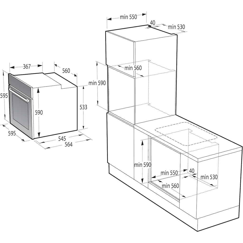 GORENJE Backofen-Set »Pacific Backofen-Set Pyrolyse/Induktion 2021«, Pacific Backofen-Set Pyrolyse/Induktion 2021, mit 1-fach-Teleskopauszug, Pyrolyse-Selbstreinigung, (Set, 2 St.)