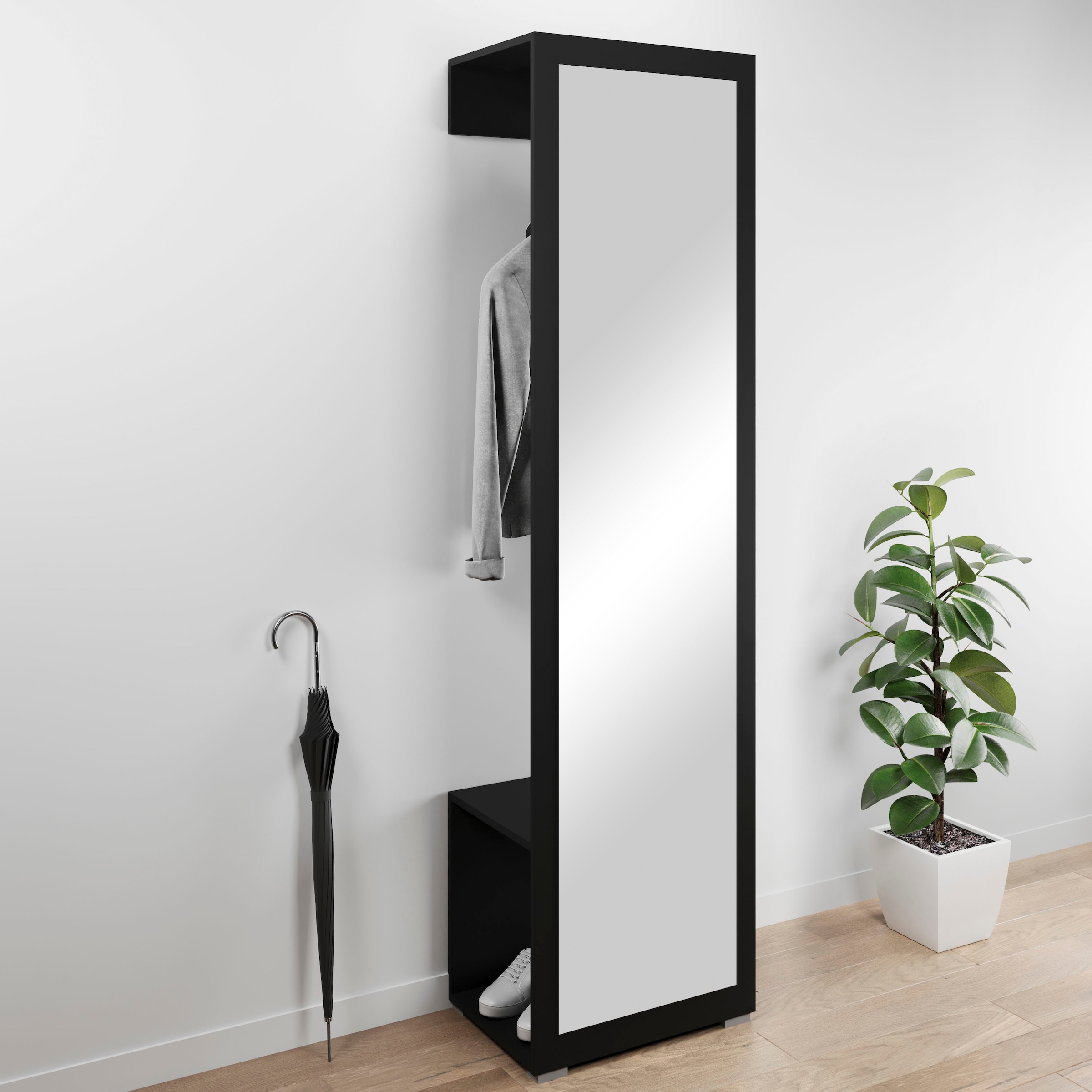 GOODproduct Garderobenschrank "Paris" moderne Garderobenschrank 190cm, mit Kleiderstange und Frontspiegel
