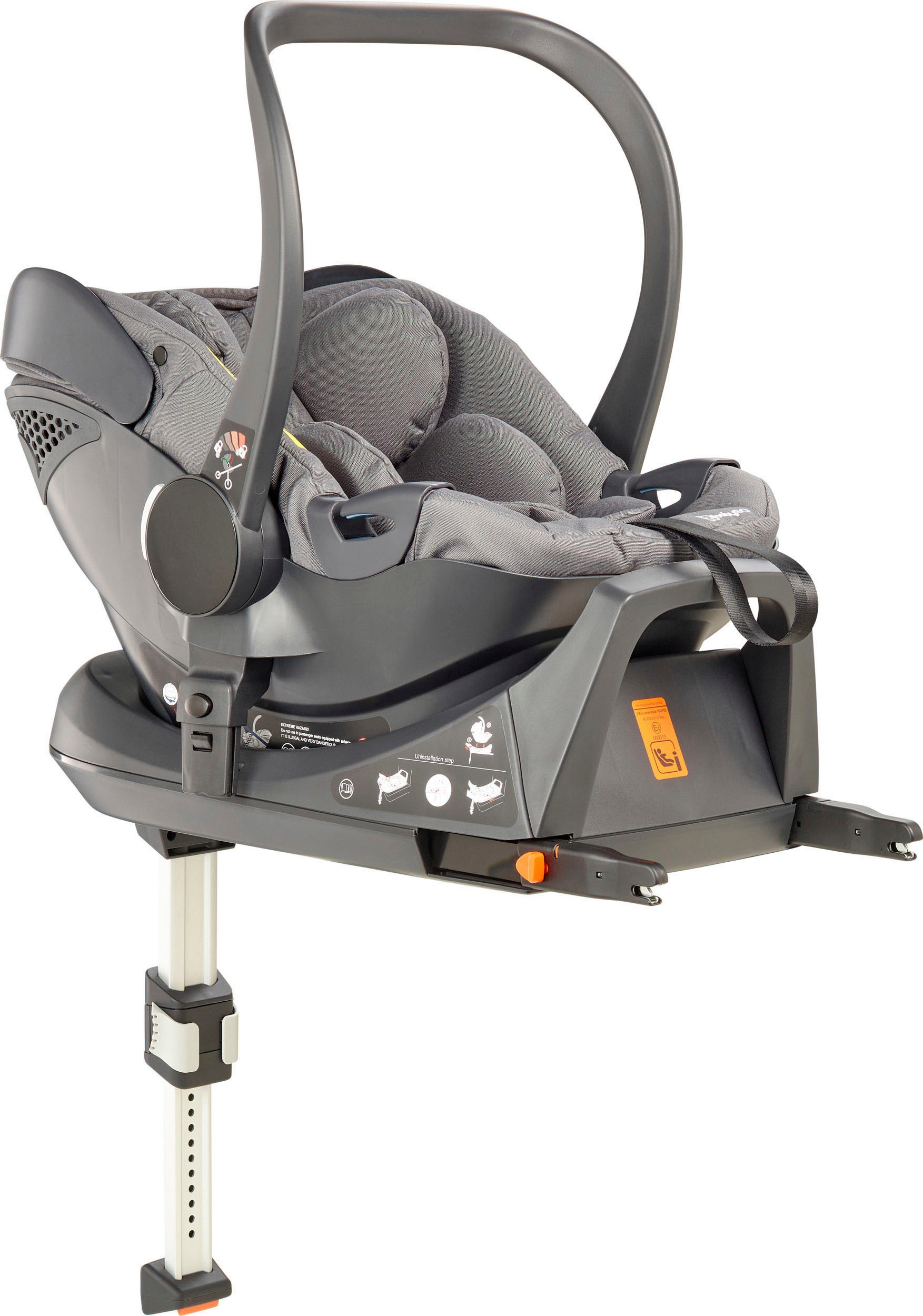 BabyGo Zwillings-Kombikinderwagen »Duo Ultra Set, grau«, inkl. 2 Babyschalen, 2 Isofix Base, Wickeltasche u. 2 Regenhauben