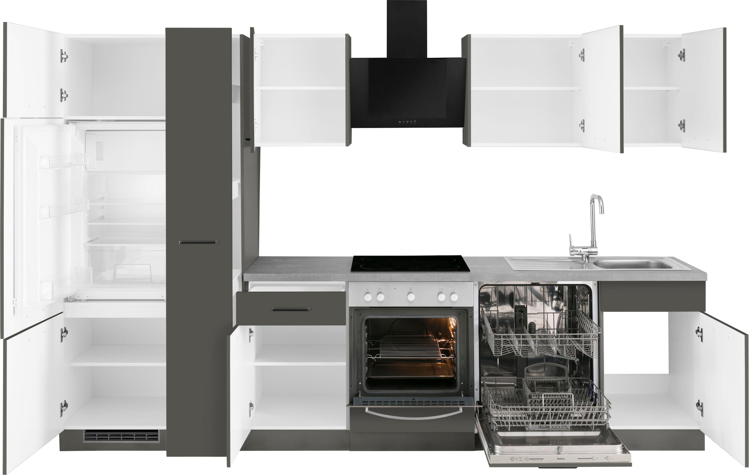 wiho Küchen Küchenzeile ohne Breite bestellen 310 cm E-Geräte, bequem »Esbo«