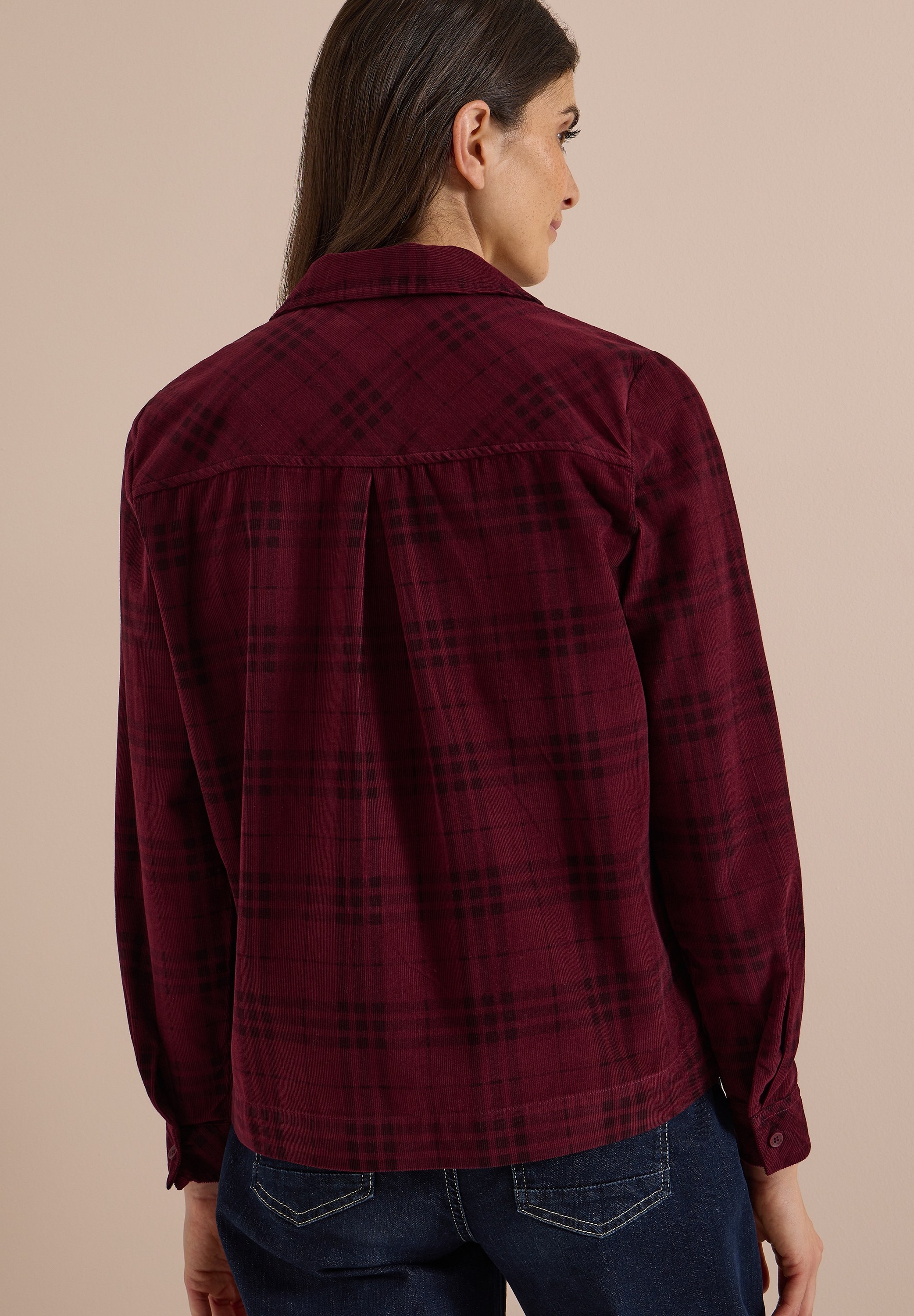 Cecil Langarmbluse Cordbluse mit Karomuster