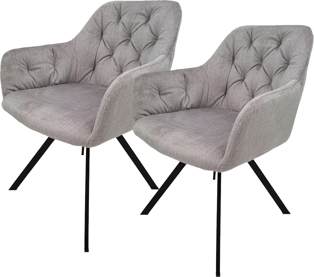 Kayoom Polsterstuhl »Stuhl Georgia 125 2er-Set, gesteppter Rücken, samtweicher Bezug« (Set) 2 Stk.360°-drehbar, elegante Steppung, mit Armlehne,  gesteppter Rücken