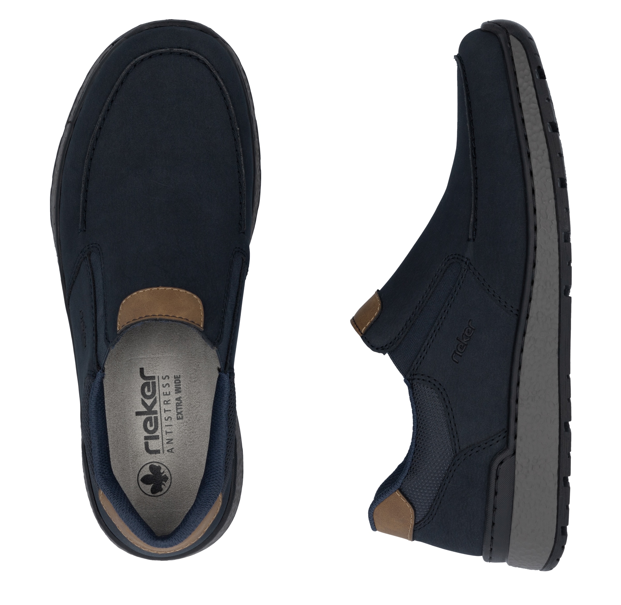 Rieker Slipper, mit kontrastfarbenen Besätzen, bequeme Form