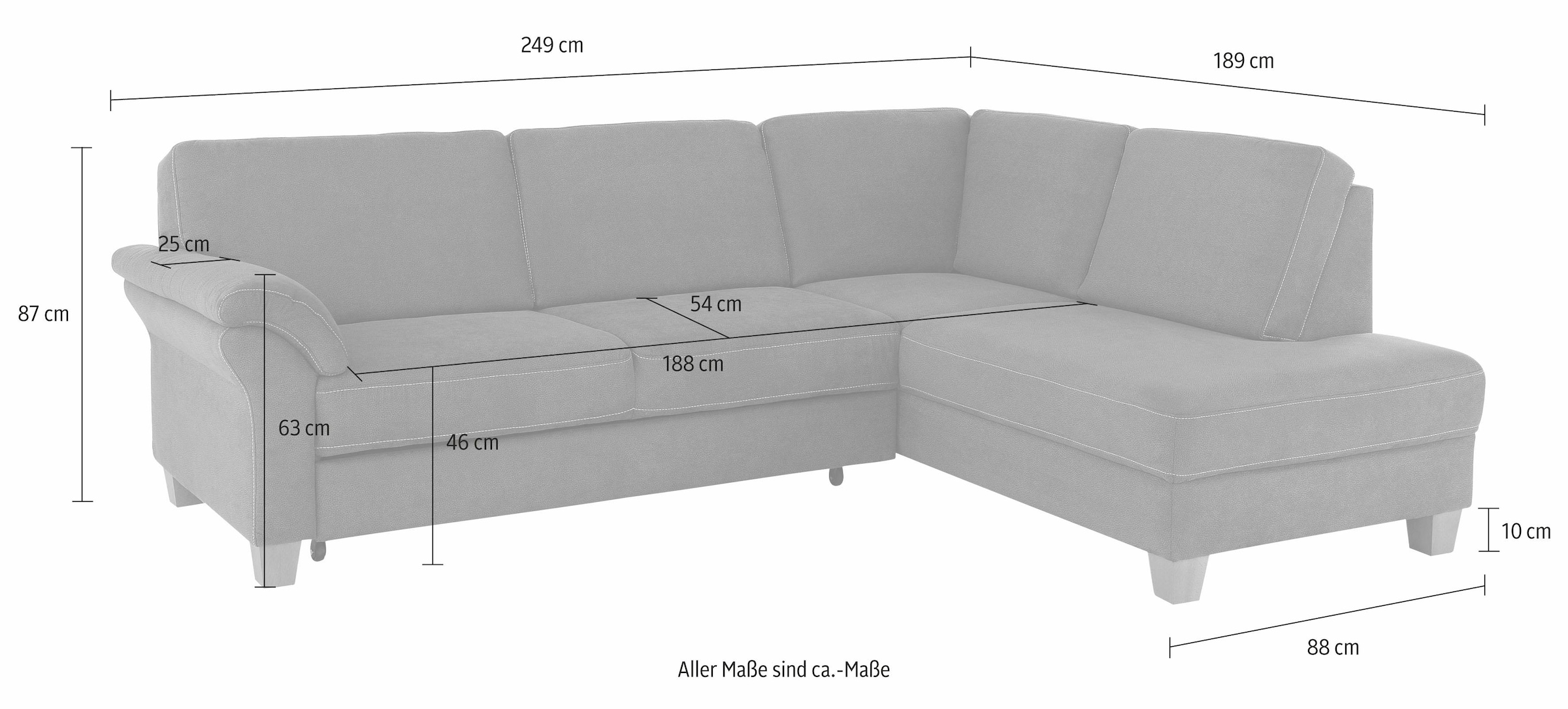 Home affaire Ecksofa »Borkum L-Form«, mit Federkern, wahlweise mit Bettfunktion