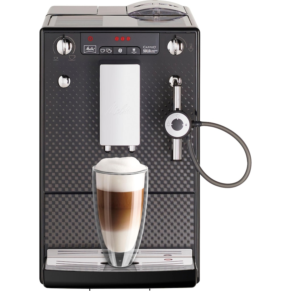 Melitta Kaffeevollautomat »Solo® & Perfect Milk Deluxe E957-305, Inox«, Kompakt & schick, Milchschaum & heiße Milch per Drehregler