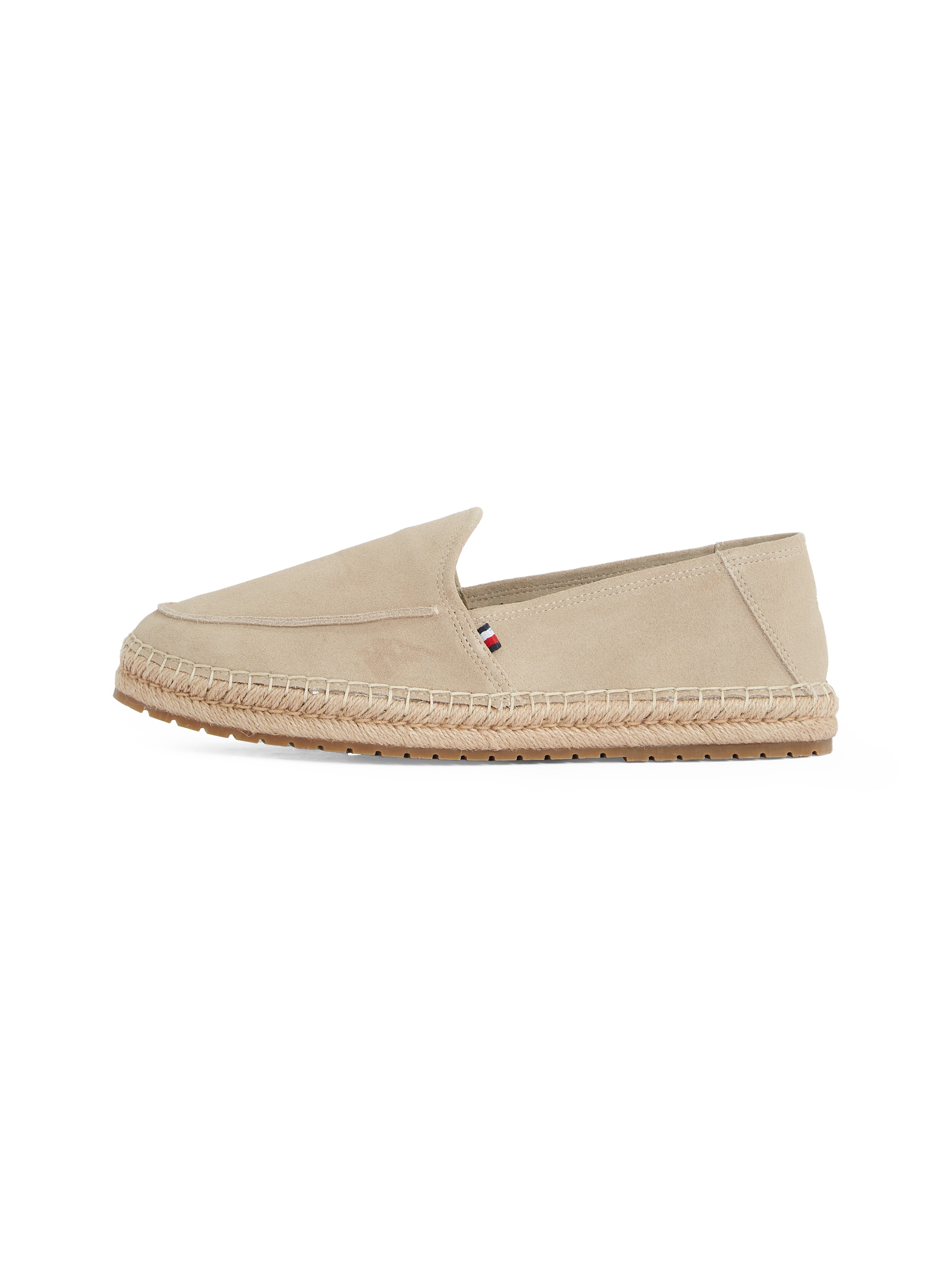 Tommy Hilfiger Espadrille »HILFIGER FLEX ESPA SUEDE LOAFER«, Sommerschuh, Schlupfschuh, Slipper mit Bastbezug am Plateau