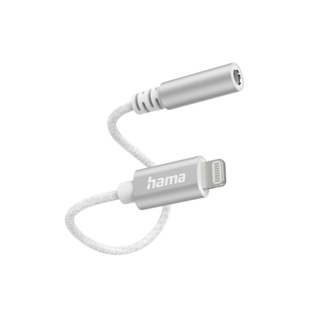 Hama Audio-Adapter »Aux-Adapter Lightning – 3,5-mm-Klinke-Buchse, Weiß«, Lightning zu 3,5-mm-Klinke