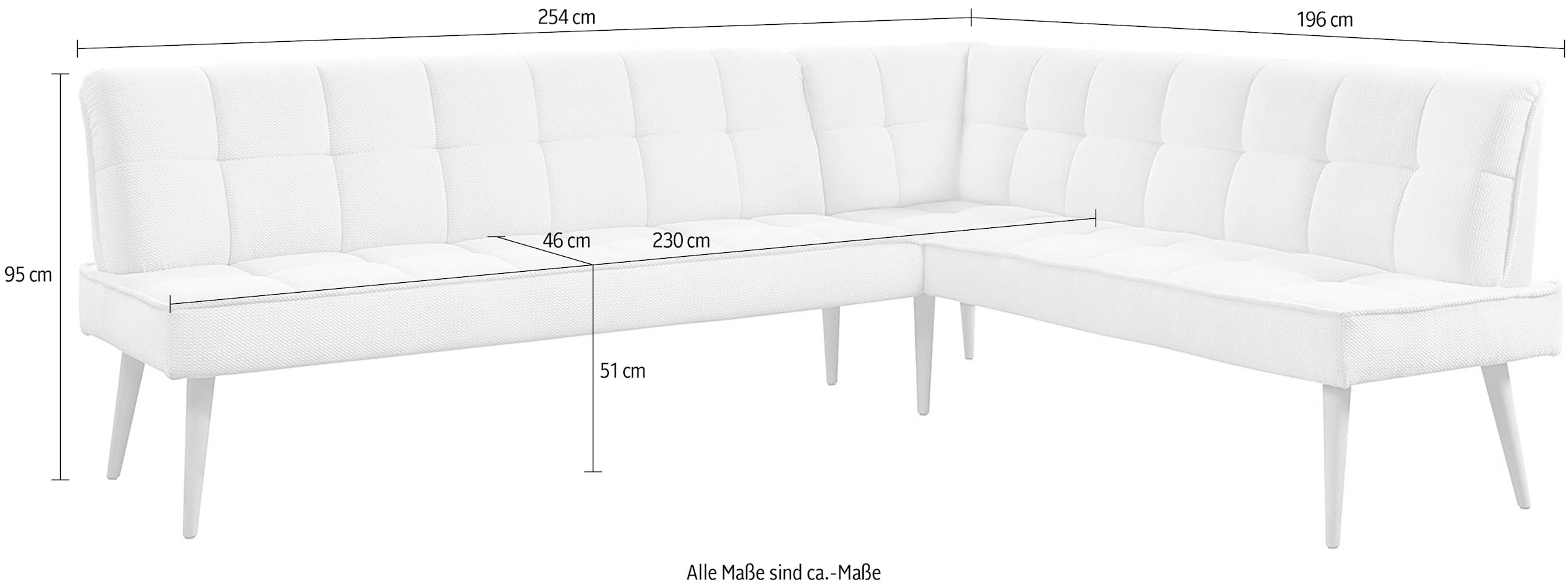 exxpo - sofa fashion Eckbank »Latte« moderne Sitz- und Rückensteppung, bequem und elegant, hoher Holzfuß
