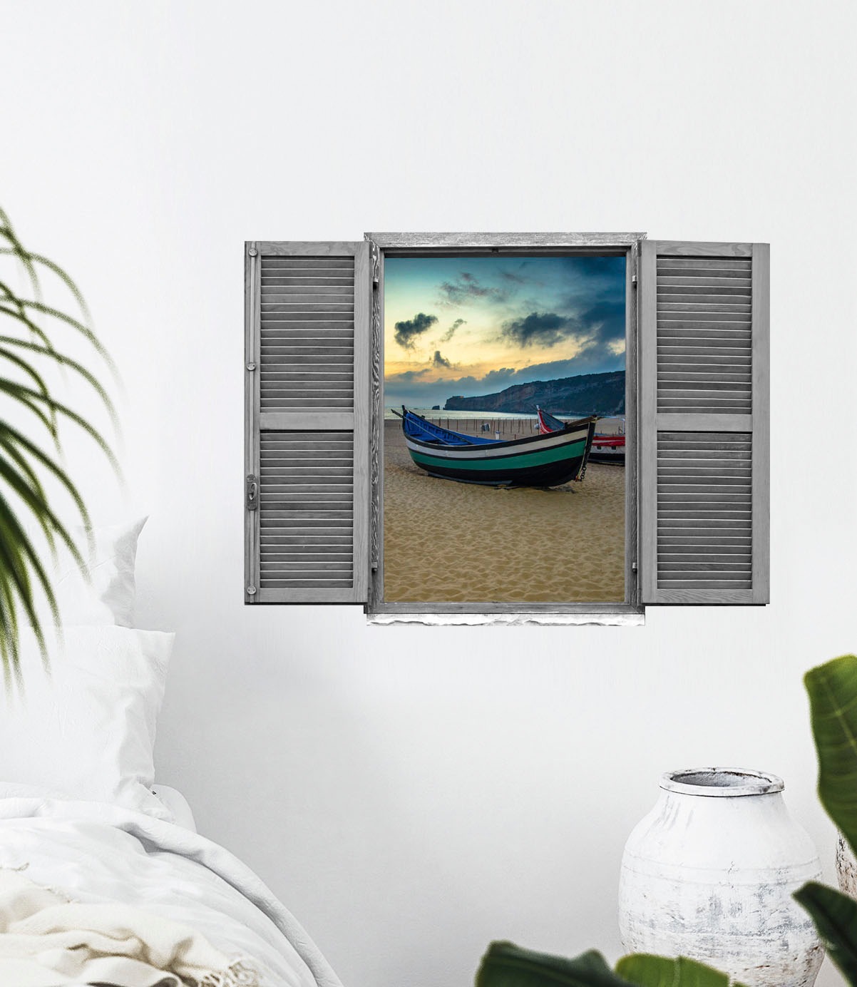 queence Wandtattoo »Boote am Strand«, (1 St.), Wandsticker, Wandbild, selbstklebend, 3D, Fenster