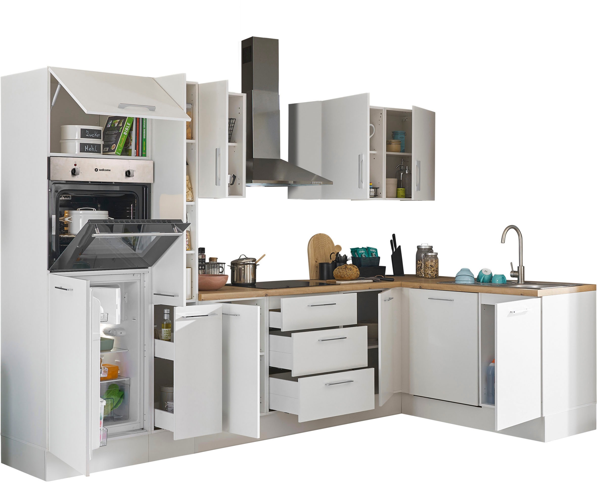 BASIC by Balculina Winkelküche »Turin« Stellbreite 310x175 cm, wahlweise mit E-Geräten