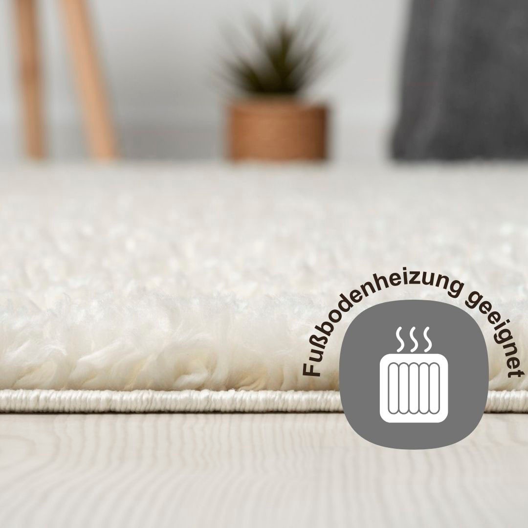 Myflair Möbel & Accessoires Hochflor-Bettumrandung »My Shaggy«, (3 tlg.), Shaggy, Uni-Farben, leicht glänzend, extra flauschig, Läufer-Set