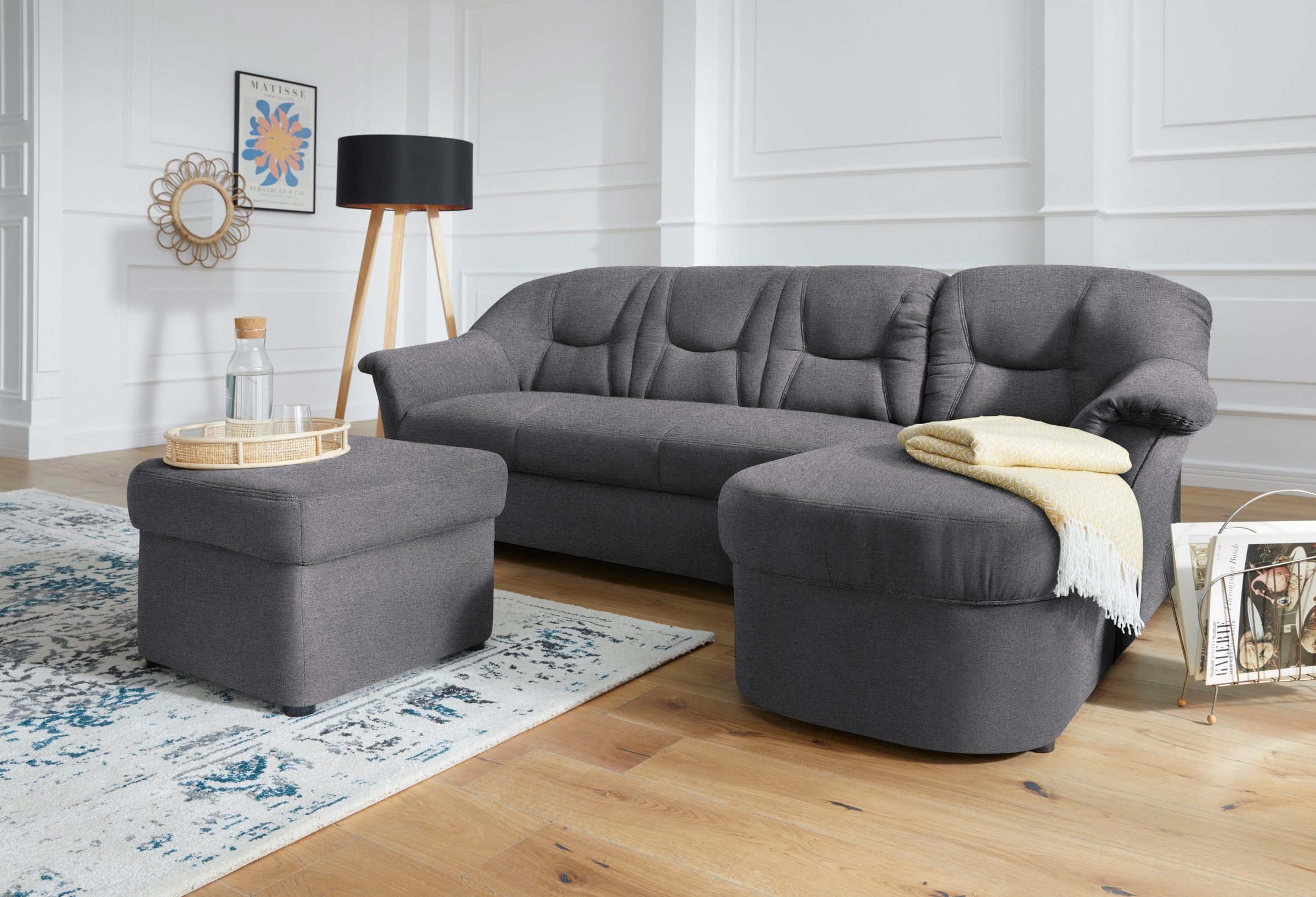 DOMO collection Ecksofa »Sarafina zeitlos und komfortabel, optional mit Federkern, L-Form«, wahlweise mit Bettfunktion