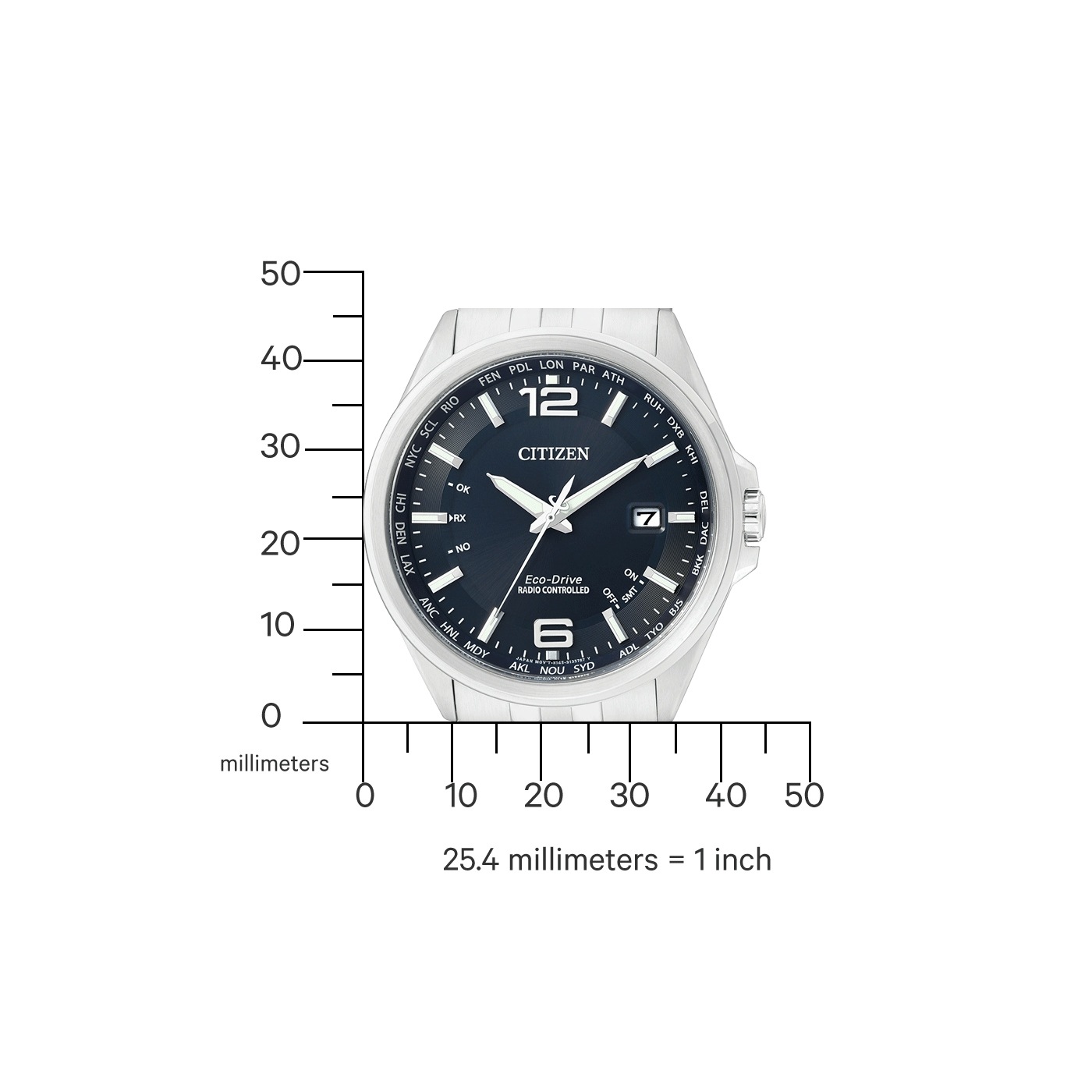 Citizen Funkuhr Armbanduhr, Herrenuhr, Solar, Edelstahlarmband, Saphirglas, Datum