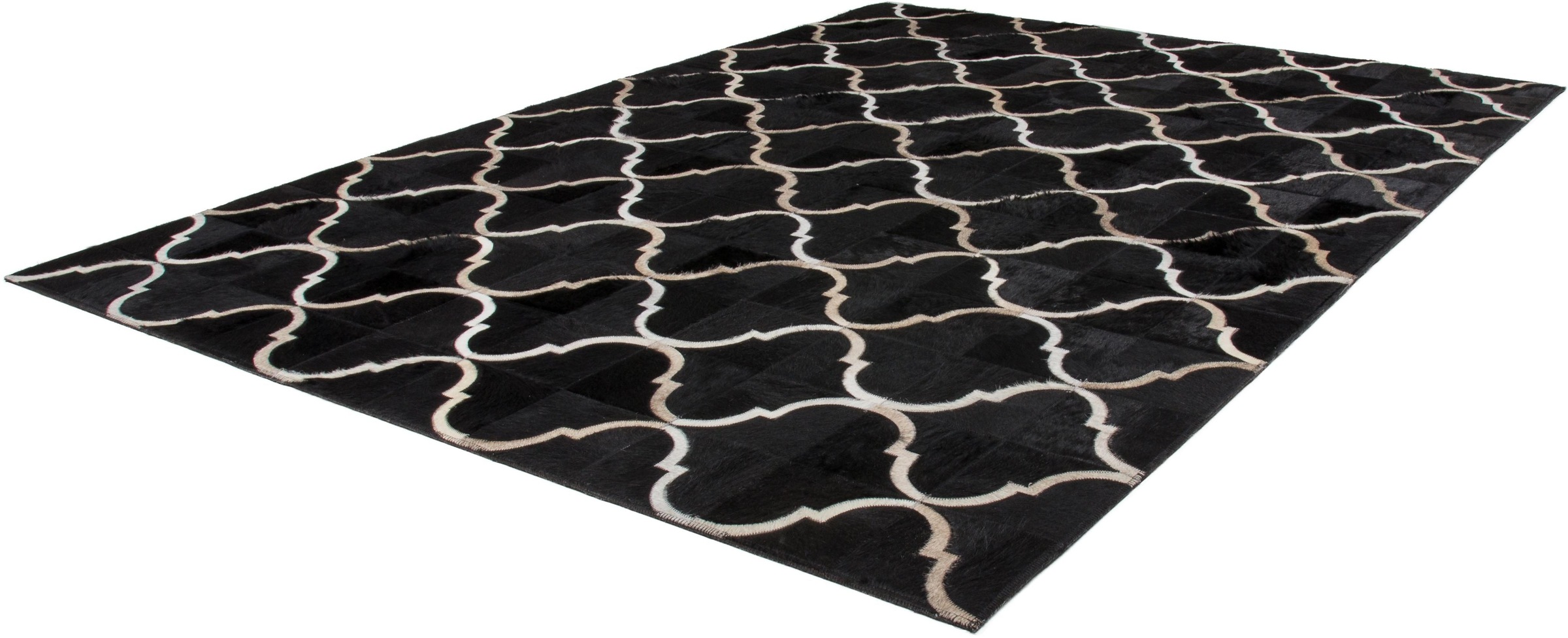 Kayoom Fellteppich »Lavish 310 Lederteppich«, rechteckig, 8 mm Höhe, Patchwork-echtes Leder-Fell, Wohnzimmer