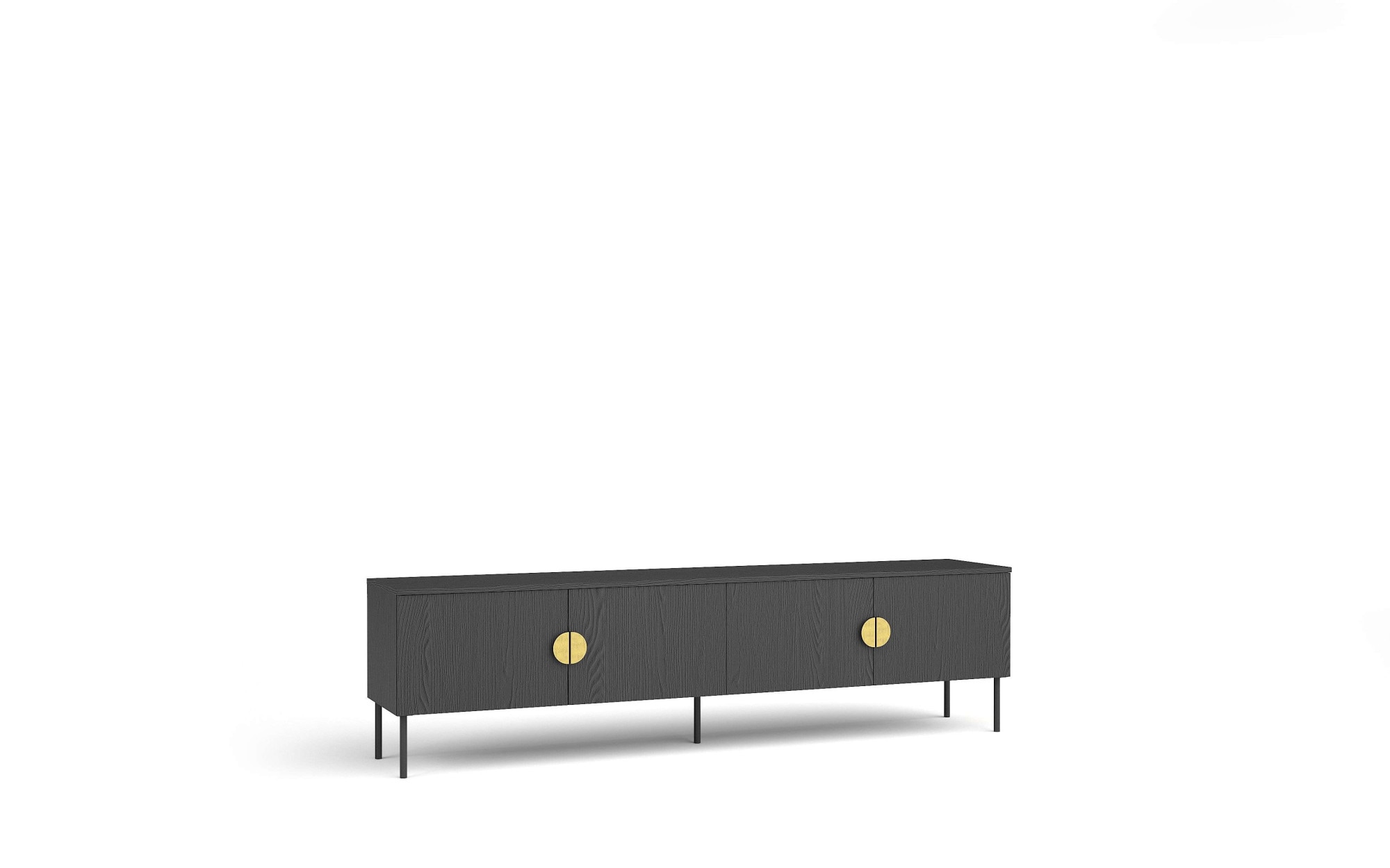 Leonique Lowboard »BELLOT TV-Schrank mit 2 Türen, Maße B/T/H: 160/40/53,6 cm«, (1 St.), schwarze Farbe, mit holzähnlicher Struktur