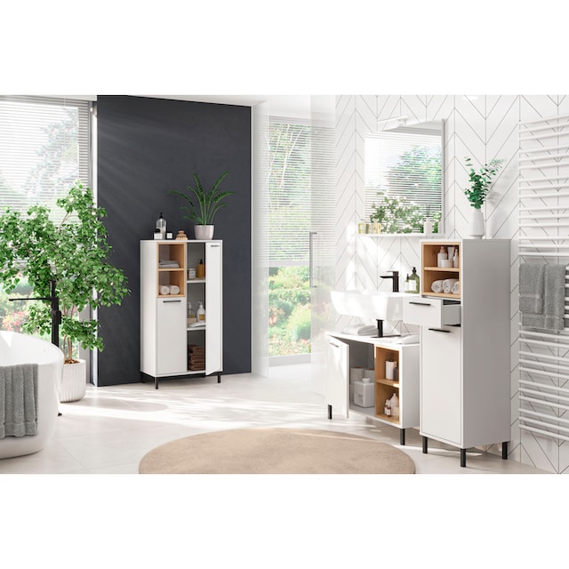 GERMANIA Waschbeckenunterschrank »Loria«, Badmöbel mit offenen Fächern und  Ausschnitt für Siphon online kaufen | mit 3 Jahren XXL Garantie