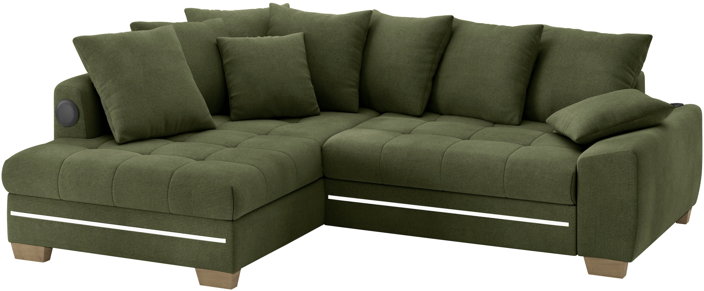 Mr. Couch Ecksofa »Nikita II, L-Form«, RGB-LED, Bluetooth-Soundsystem, wahlweise mit Bett,...