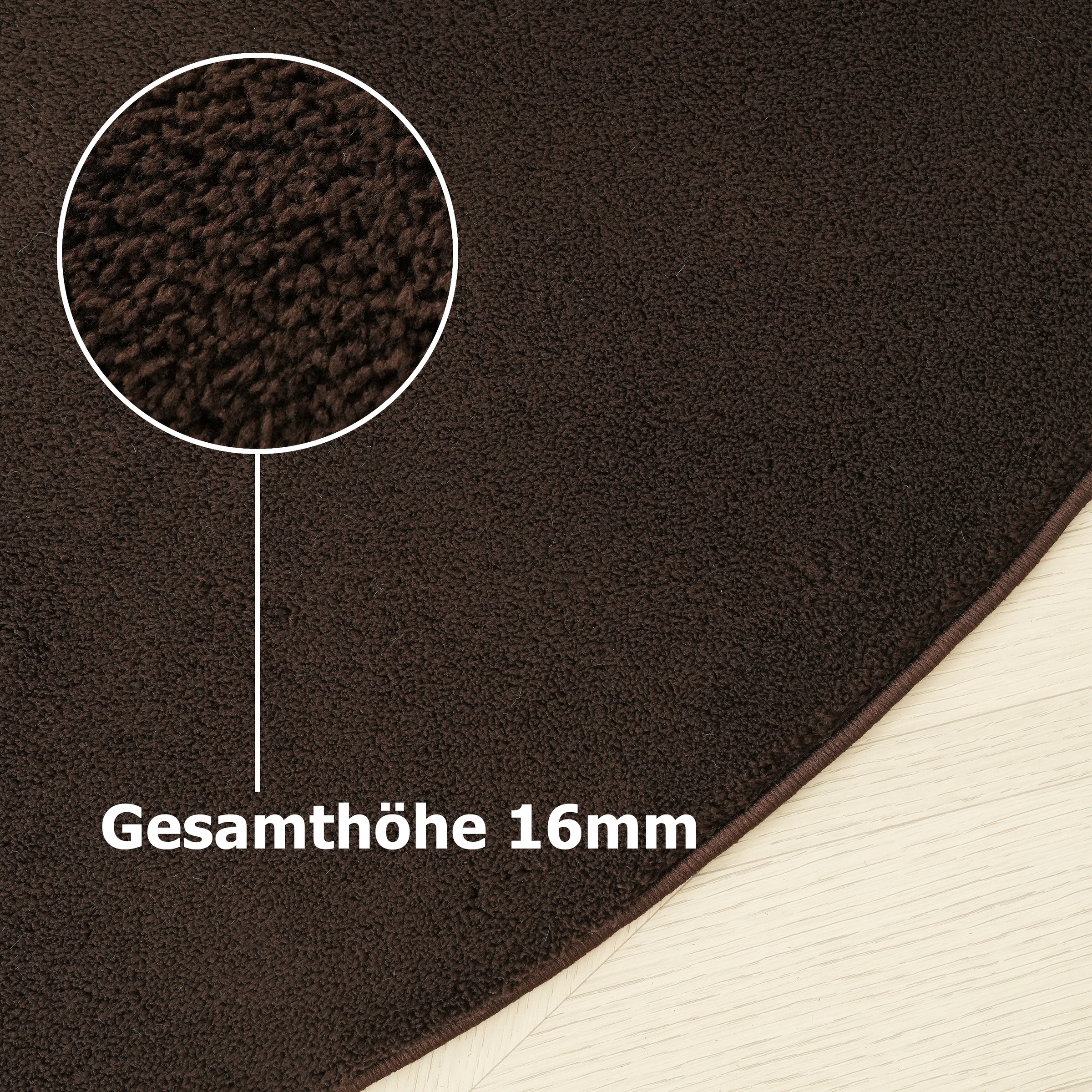 OTTO home Teppich »Cali« rund 16 mm Höhe Uni-Farben, kuschelig, & weich, waschbar, Wohnzimmer, Schlafzimmer