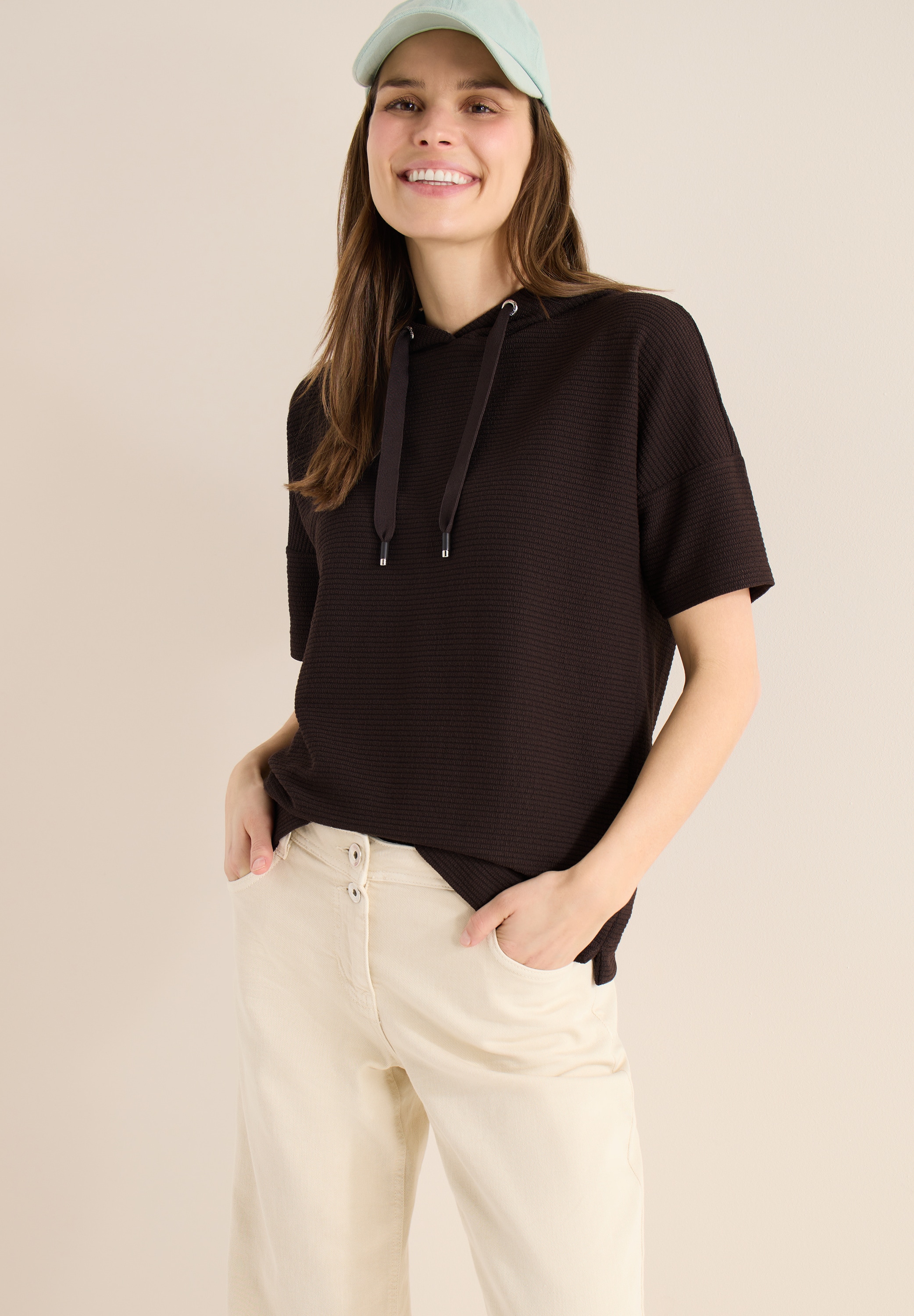 Cecil Sweater , Halbarm mit Kapuze und Tunnelzug
