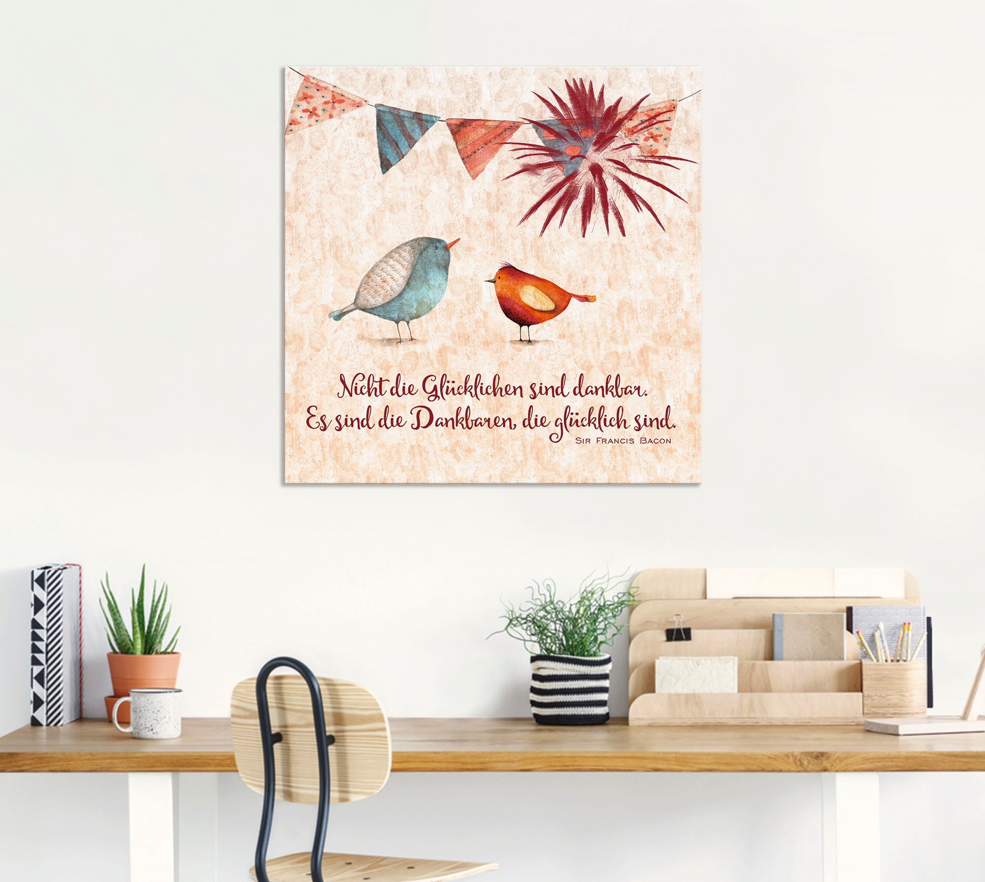 Artland Wandbild »Lebensweisheit Glücklich«, Tiere, (1 St.), als Alubild, Outdoorbild, Leinwandbild, Poster, Wandaufkleber