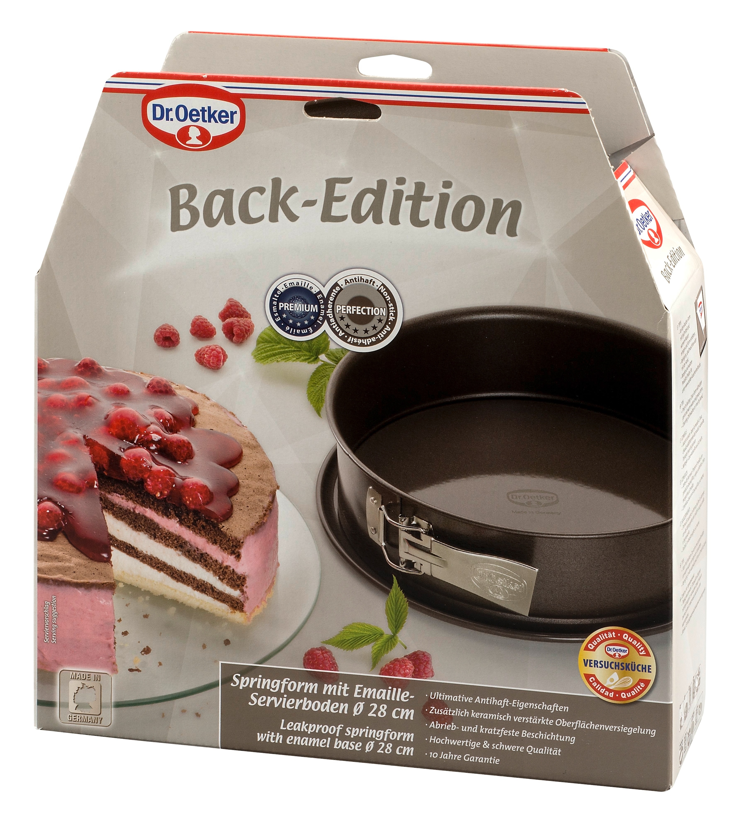 Dr. Oetker Küchenhelfer Springform »Back-Edition, mit Emaille-Servierboden« Antihaft-Beschichtung, schnitt-& kratzfest, hitzebeständig bis 230°C