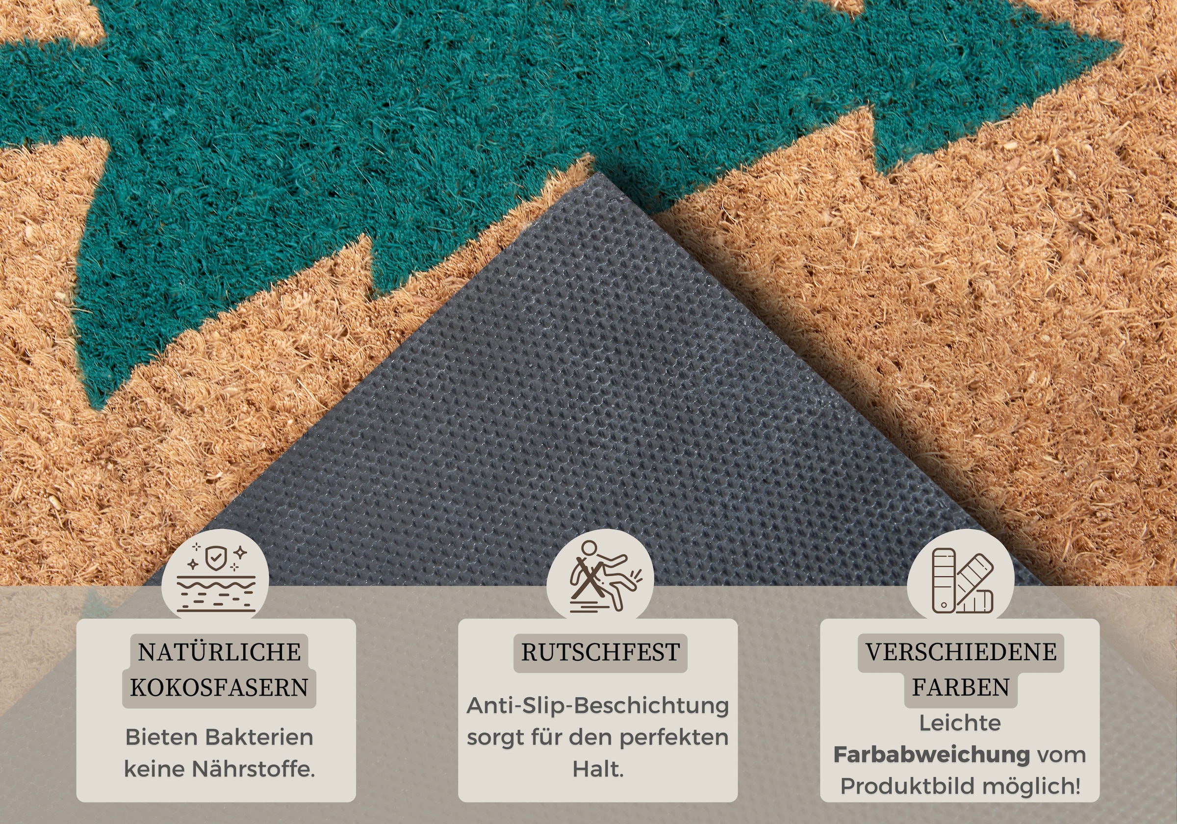 HANSE Home Fußmatte »Mix Mats Kokos Pine Trees«, rechteckig, 15 mm Höhe, Weihnachten, Schmutzfangmatte, Outdoor, Rutschfest, Innen, Kokosmatte