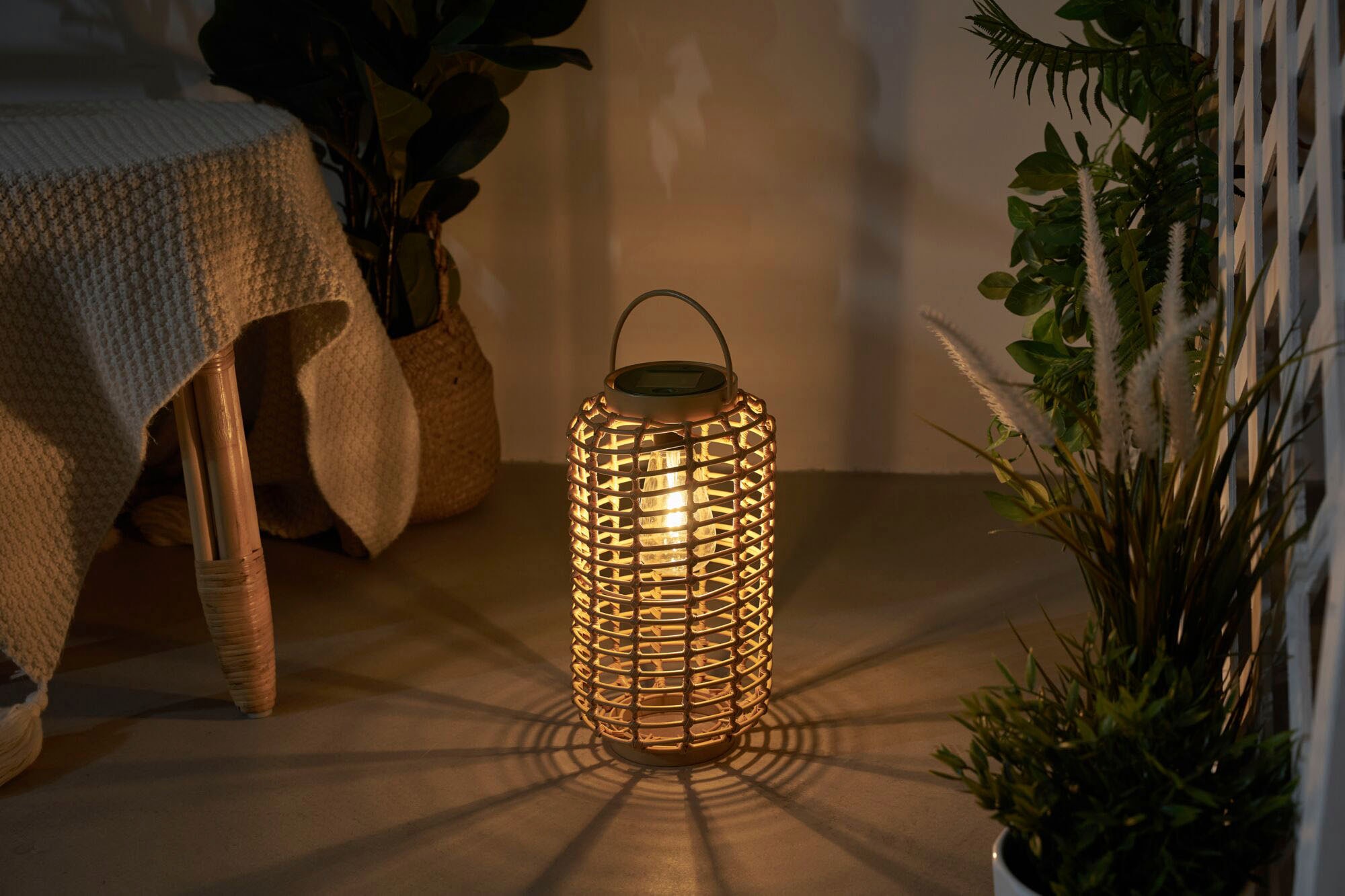 Pauleen LED Laterne »Sunshine Darling Solarlaterne Beige Rattan/Metall/Kunststoff«, 1 flammig, Solar