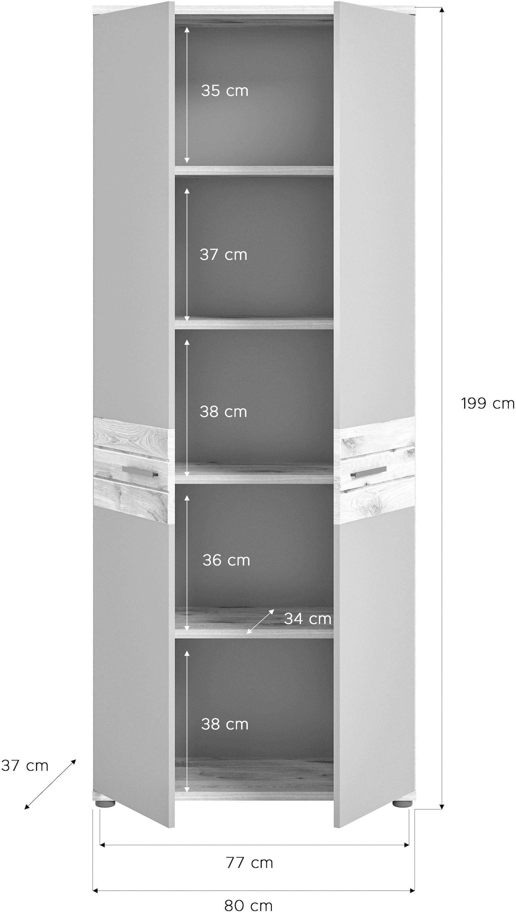 INOSIGN Aktenschrank »Riga, Breite 80cm, in Nox Oak Nachbildung und Basalt grau«, Büroschrank, Büroeinrichtung, Arbeitszimmer, Stauraumschrank